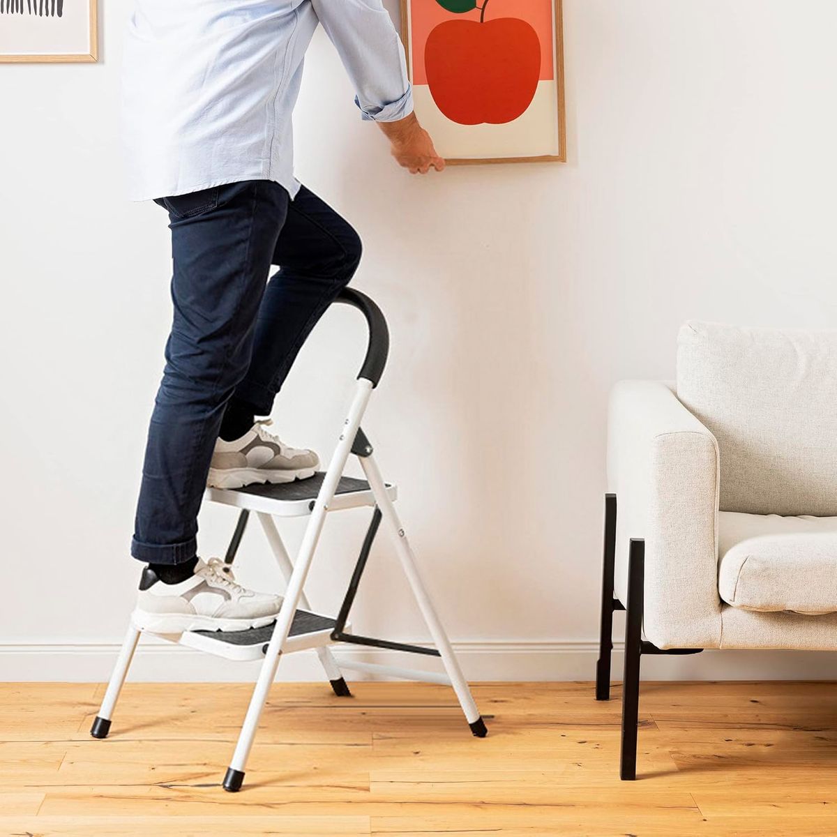 BUYPAL - Escalera de 2 Pasos Plegable Antideslizante