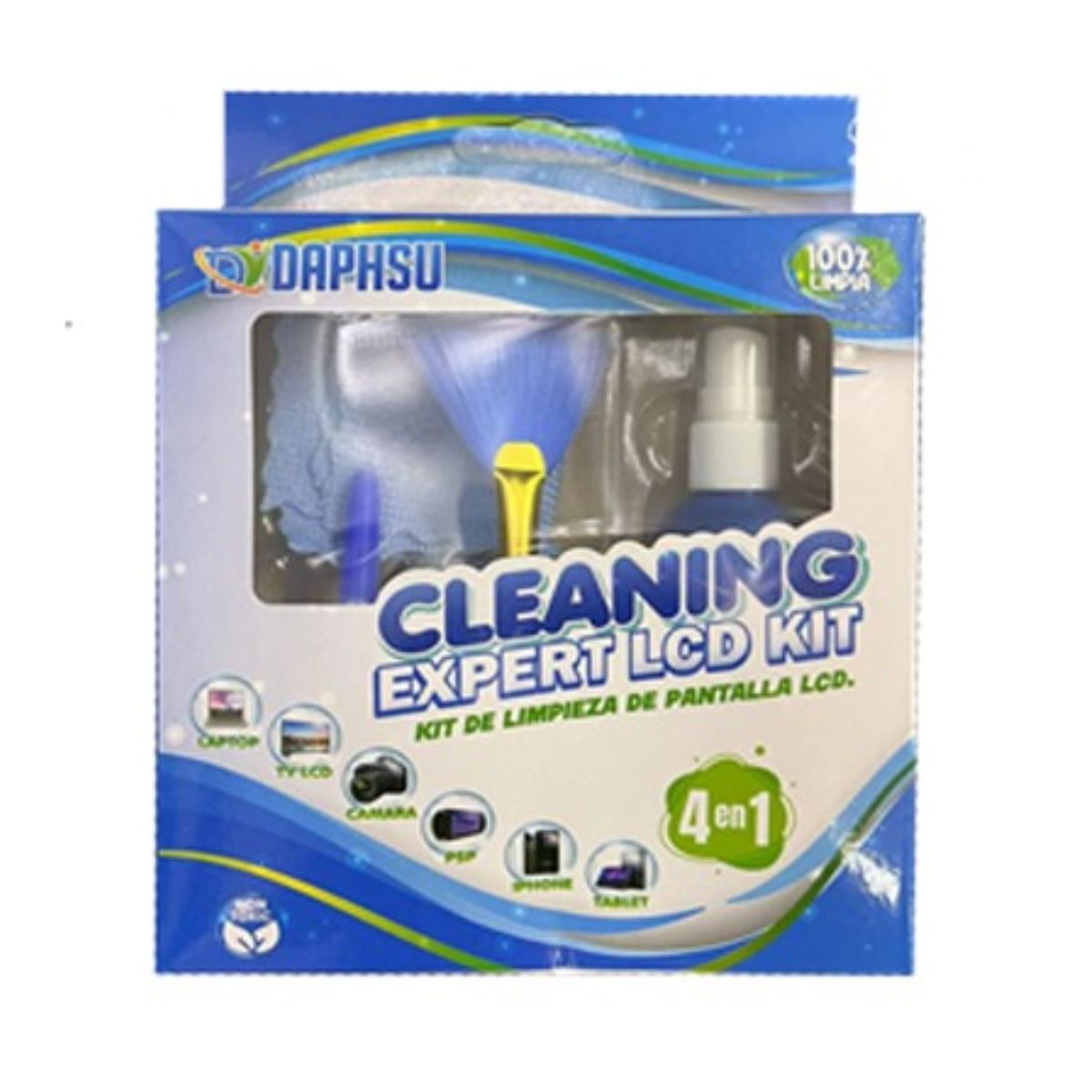 GENERICO - KIT DE LIMPIEZA 4 EN 1 TV, LAPTOP, MONITOR, CONSOLAS, CAMARAS, CELULAR