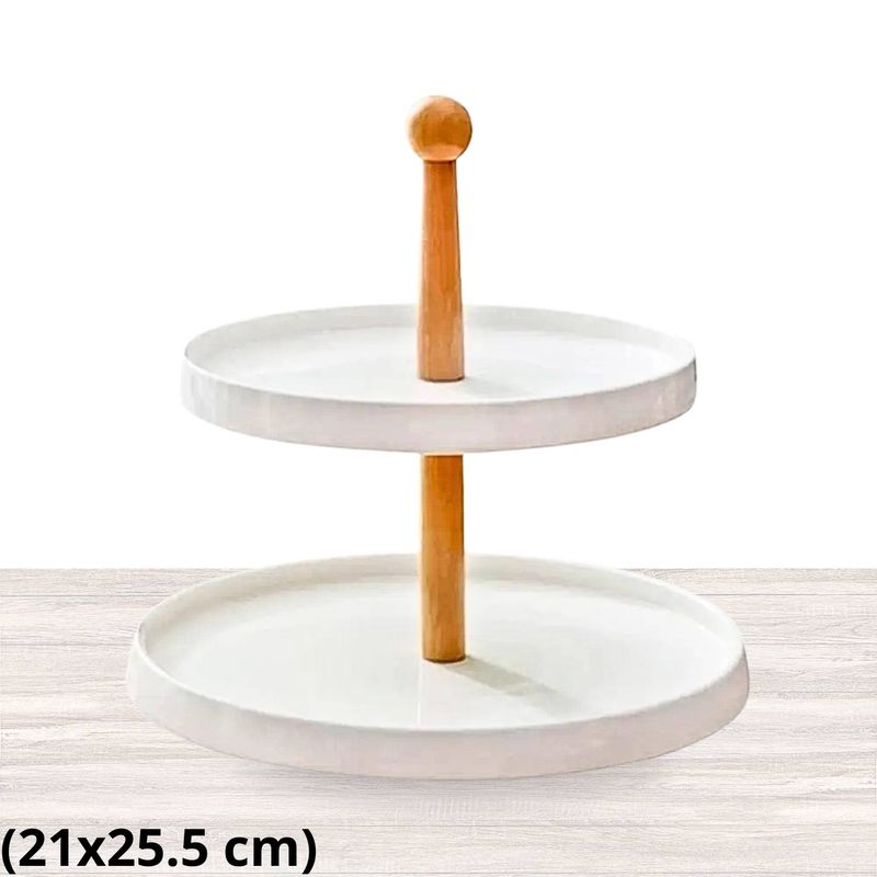 ICHIMATSU - Porta bocaditos de Loza 2 pisos (21x25.5 cm)