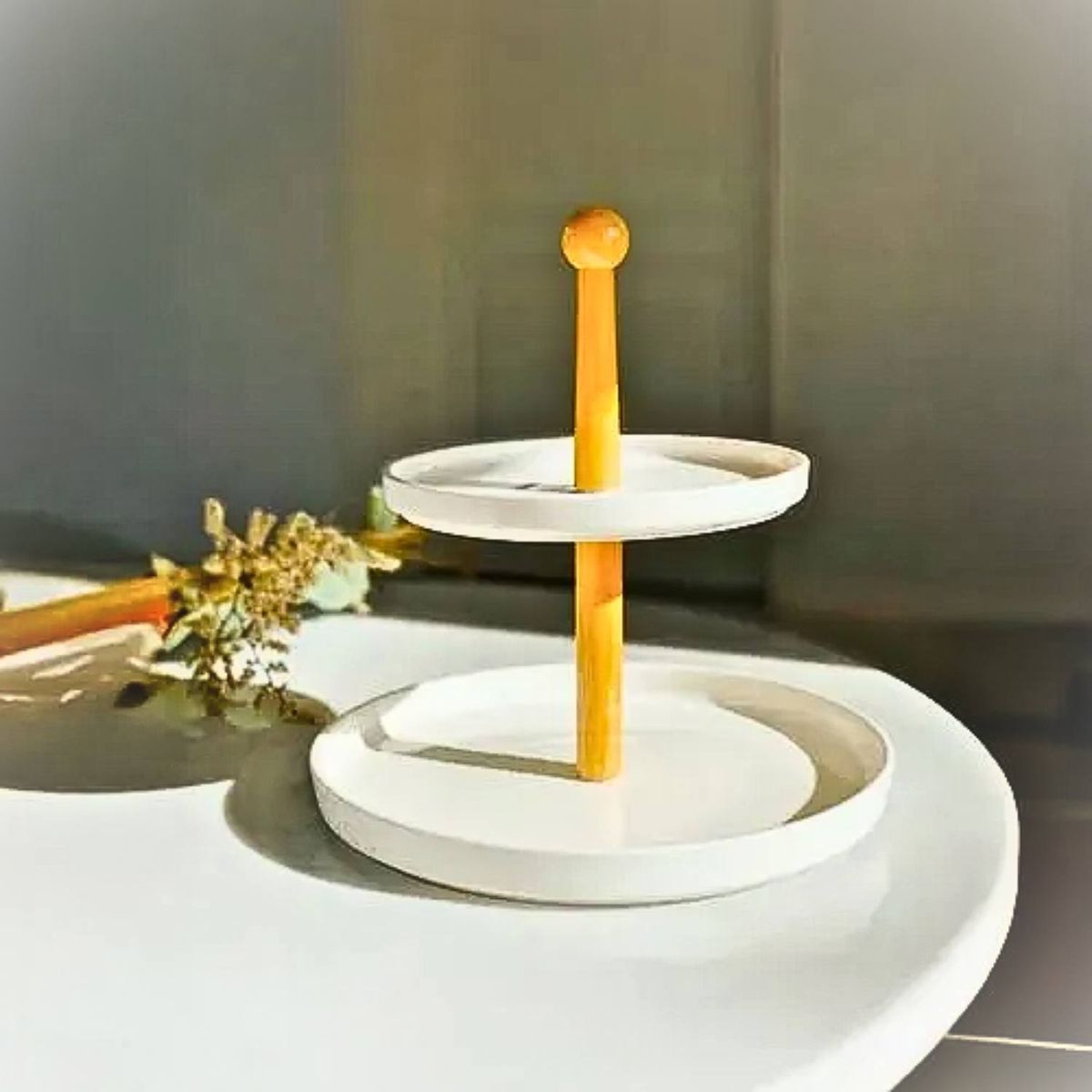 ICHIMATSU - Porta bocaditos de Loza 2 pisos (21x25.5 cm)