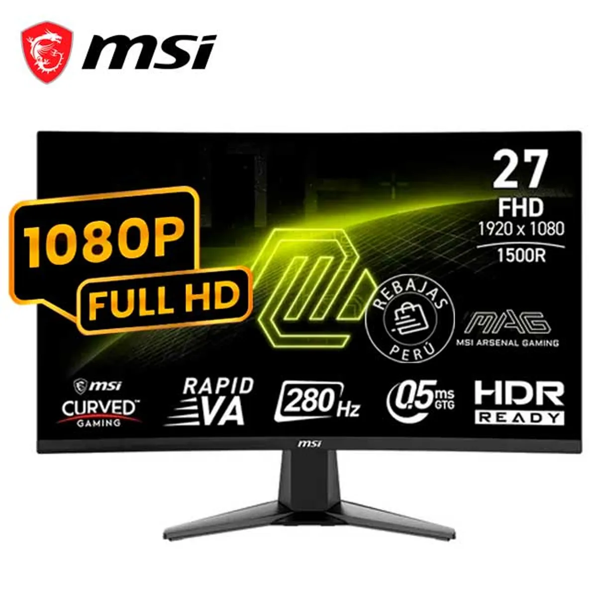 MSI - Monitor Gaming MSI MAG 276CXF 27” FHD 280Hz 05ms Rapid VA HDR