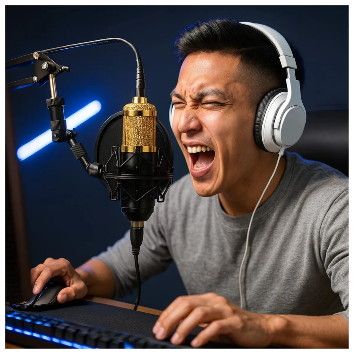 GENERICO - Micrófono Condensador Usb Con Brazo Soporte Y Anti Pop Profesional