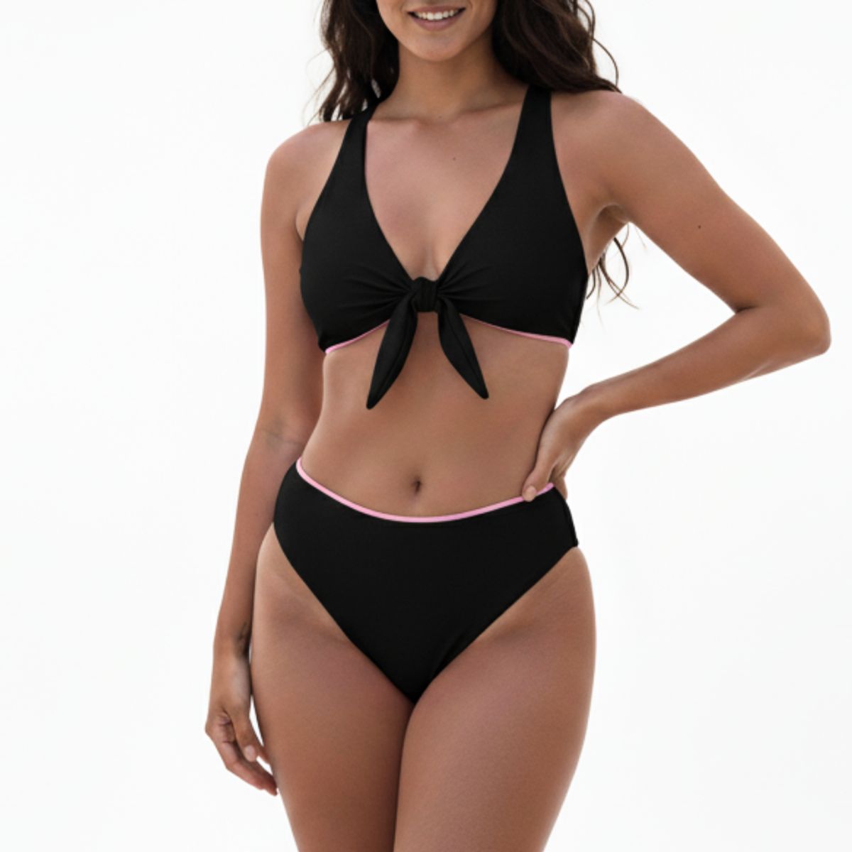 GENERICO - Ropa de baño Reversible Negro - Rosa  2 piezas