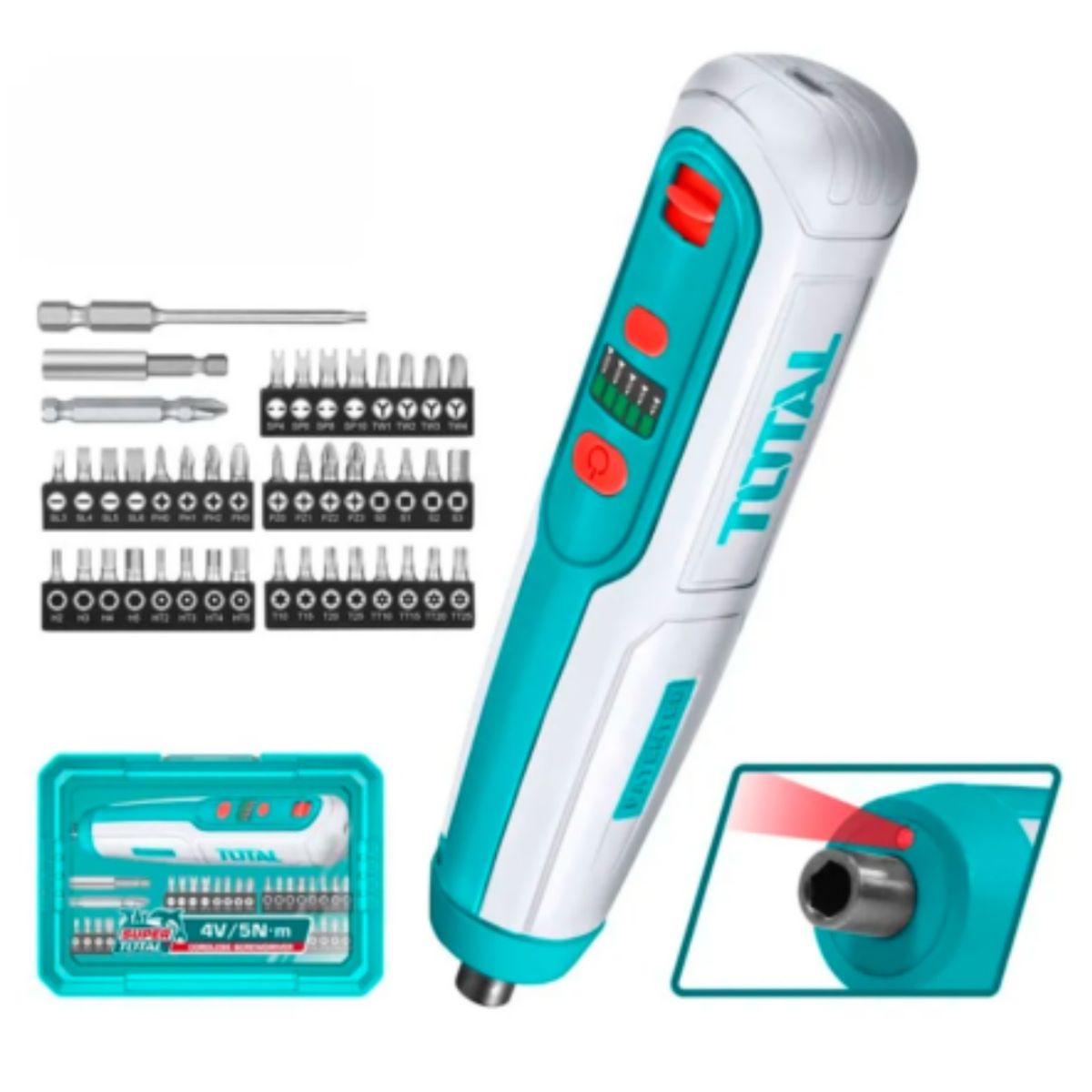 TOTAL TOOLS - DESTORNILLADOR 4V HEX 14″ 240RPM TORQUE 5NM -TSDLI04062