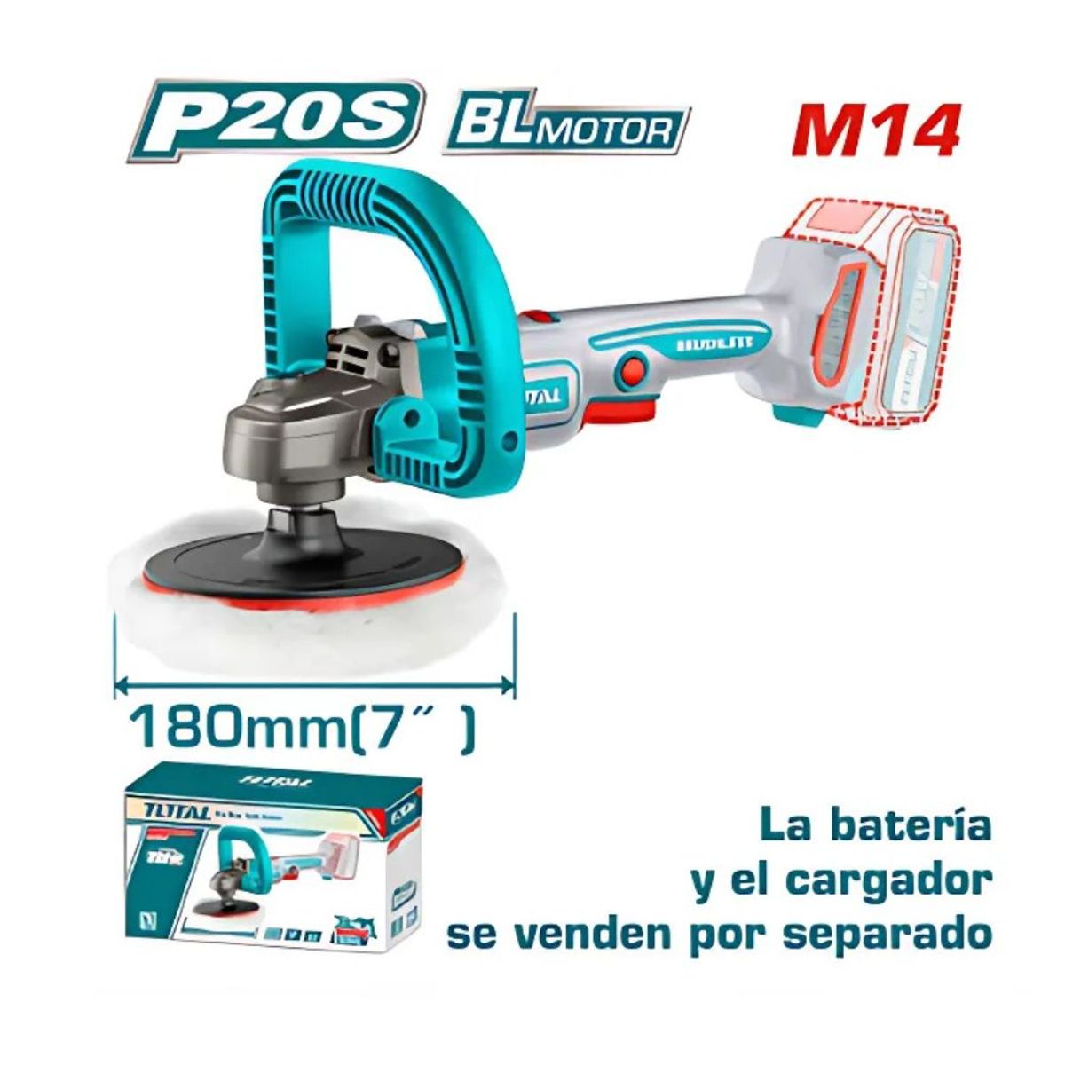 TOTAL TOOLS - Pulidora Angular 20V 180MM 8pulg Brushless Industrial - TAPLI2018