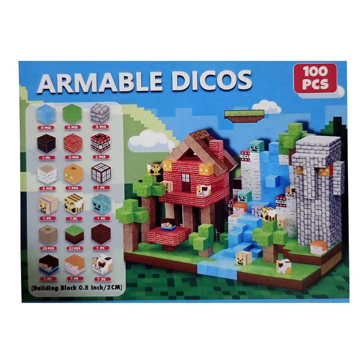 GENERICO - Mundo Pixelado Bloques Magnéticos Compatible con Minecraft - 100pcs