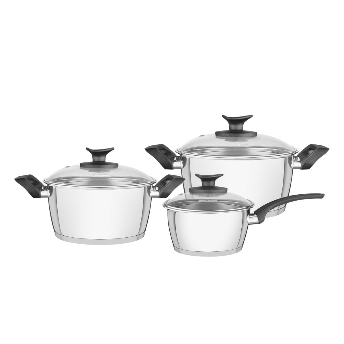 TRAMONTINA - Juego de Ollas Tramontina Acero Inoxidable Allegra 6Pzas TVidrio
