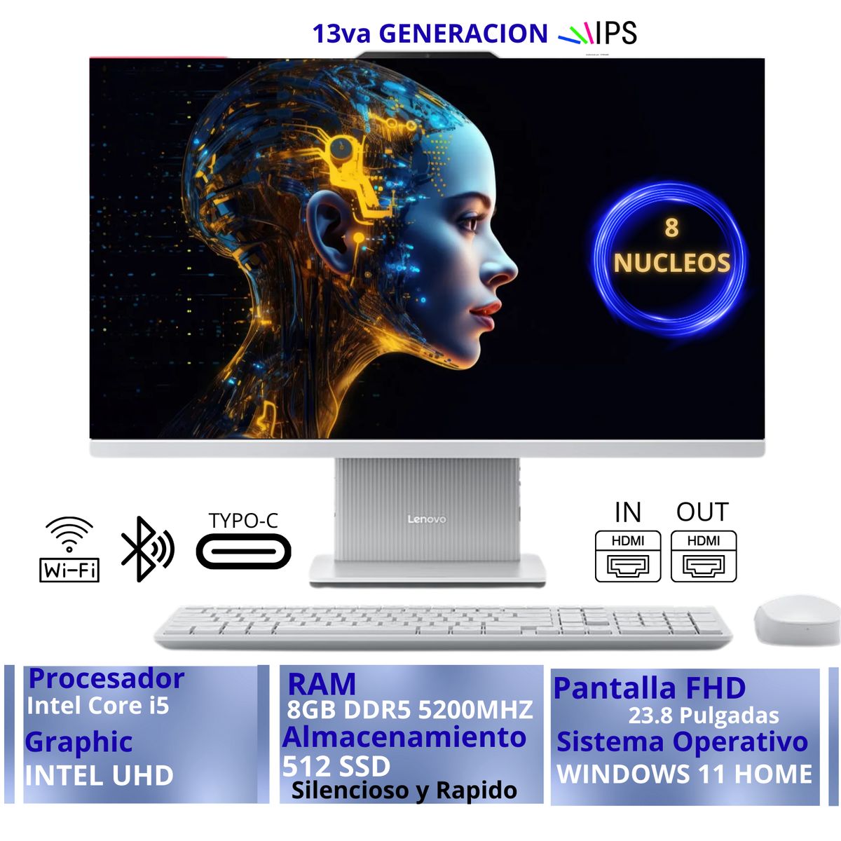 LENOVO - ALL IN ONE Lenovo IdeaCentre 24IRH9  FHD Core i5-13420H 8GB 512GB SSD