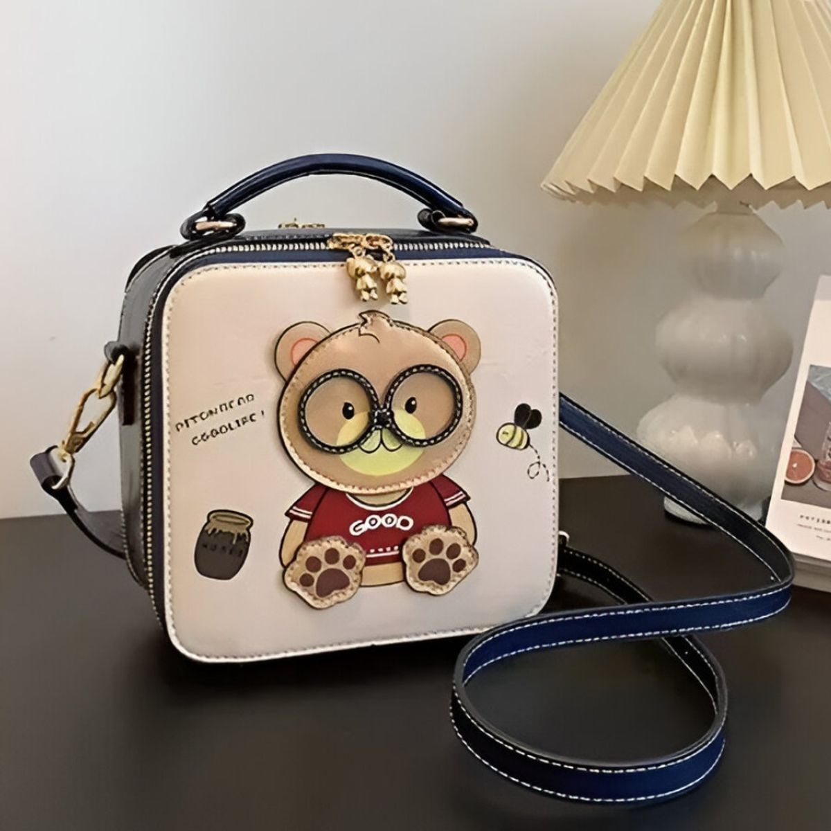 GENERICO - CARTERA PITON BEAR CUERO PU OSITO AZUL