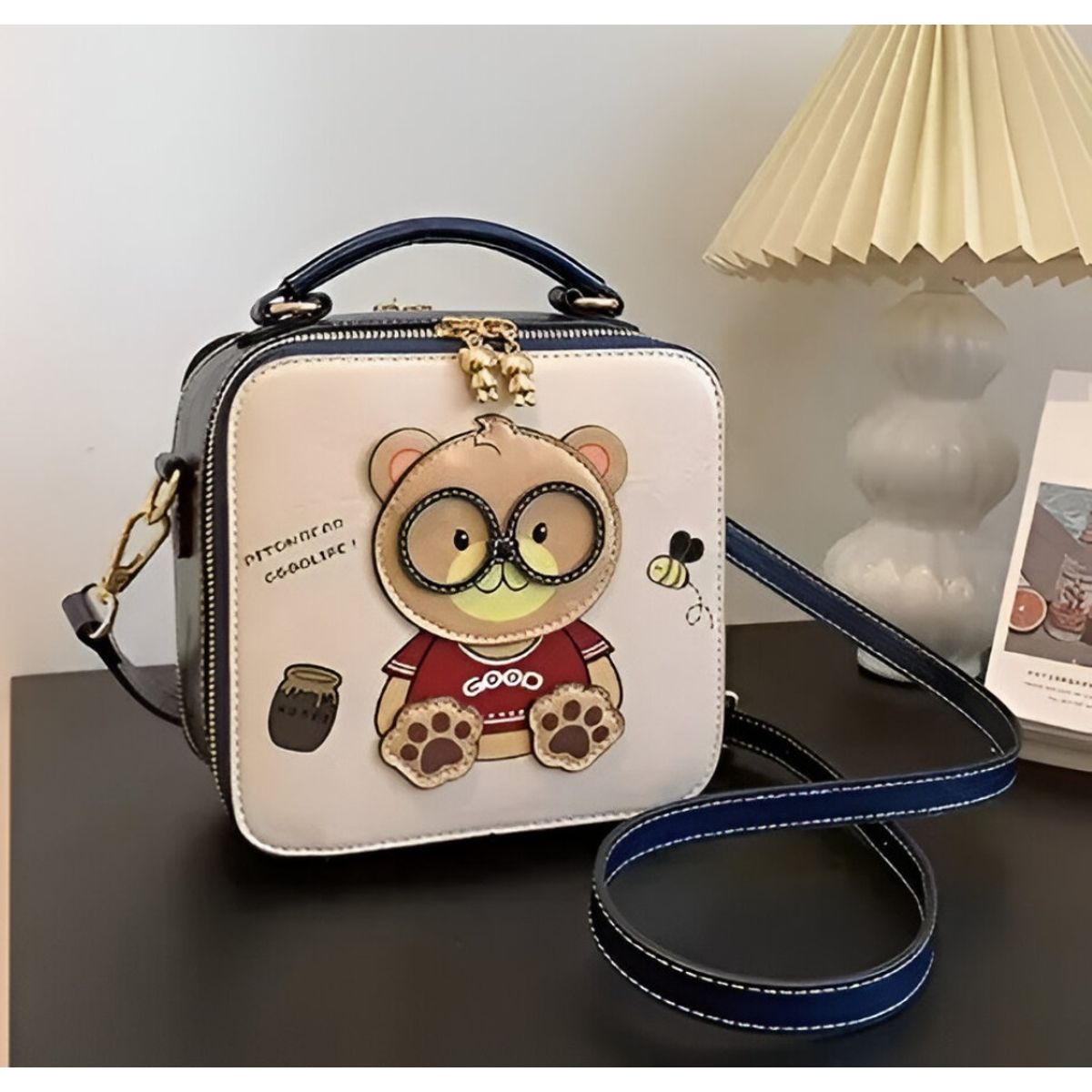 GENERICO - CARTERA PITON BEAR CUERO PU OSITO AZUL