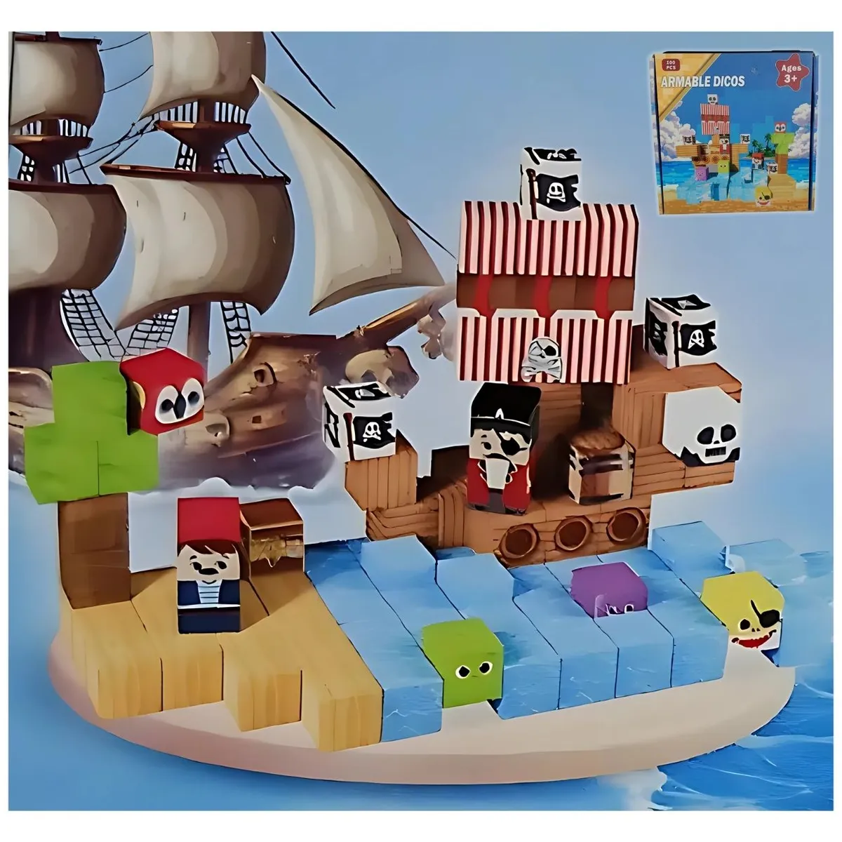 GENERICO - Bloques Magnéticos Minecraft Piratas 100pcs para Niños