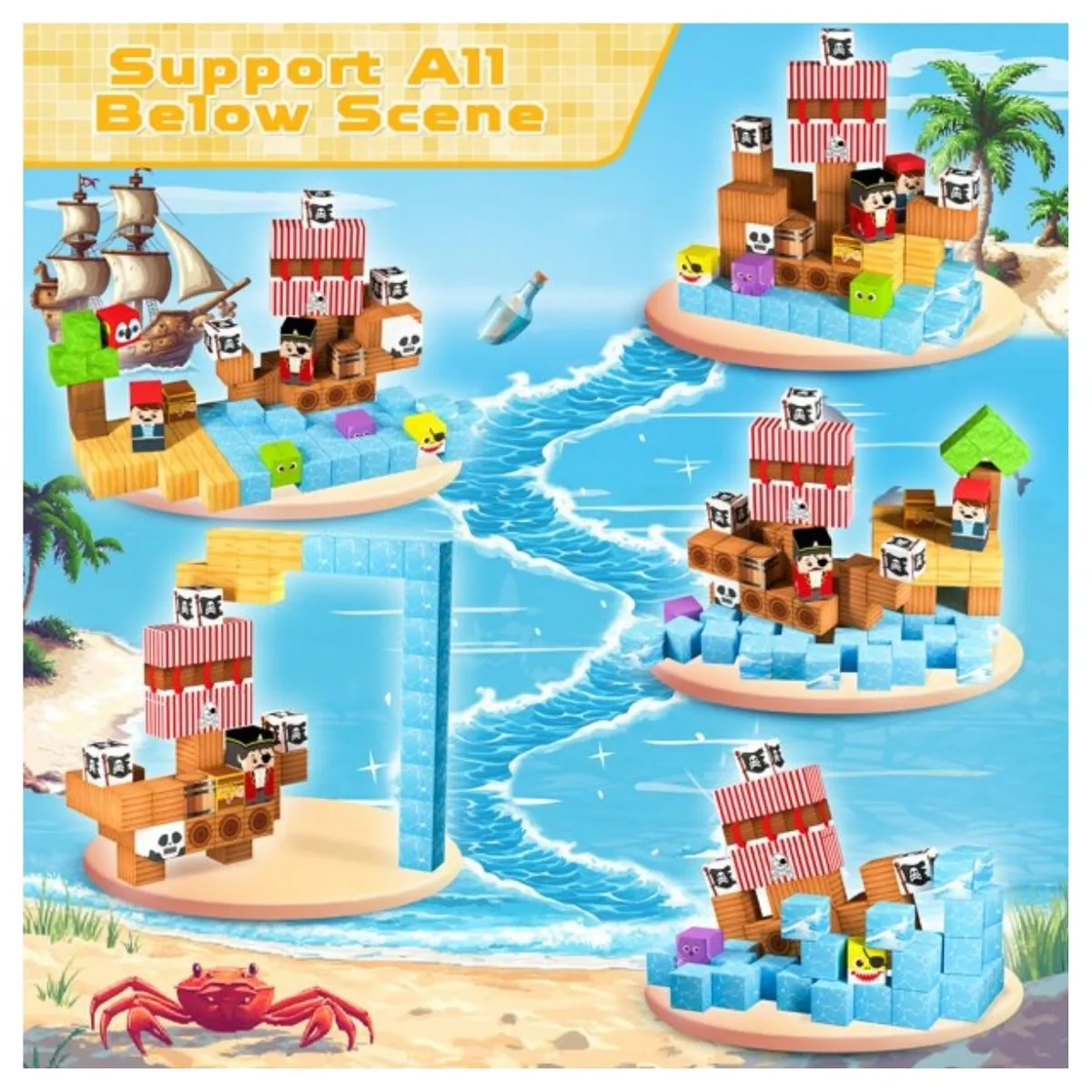 GENERICO - Bloques Magnéticos Minecraft Piratas 100pcs para Niños