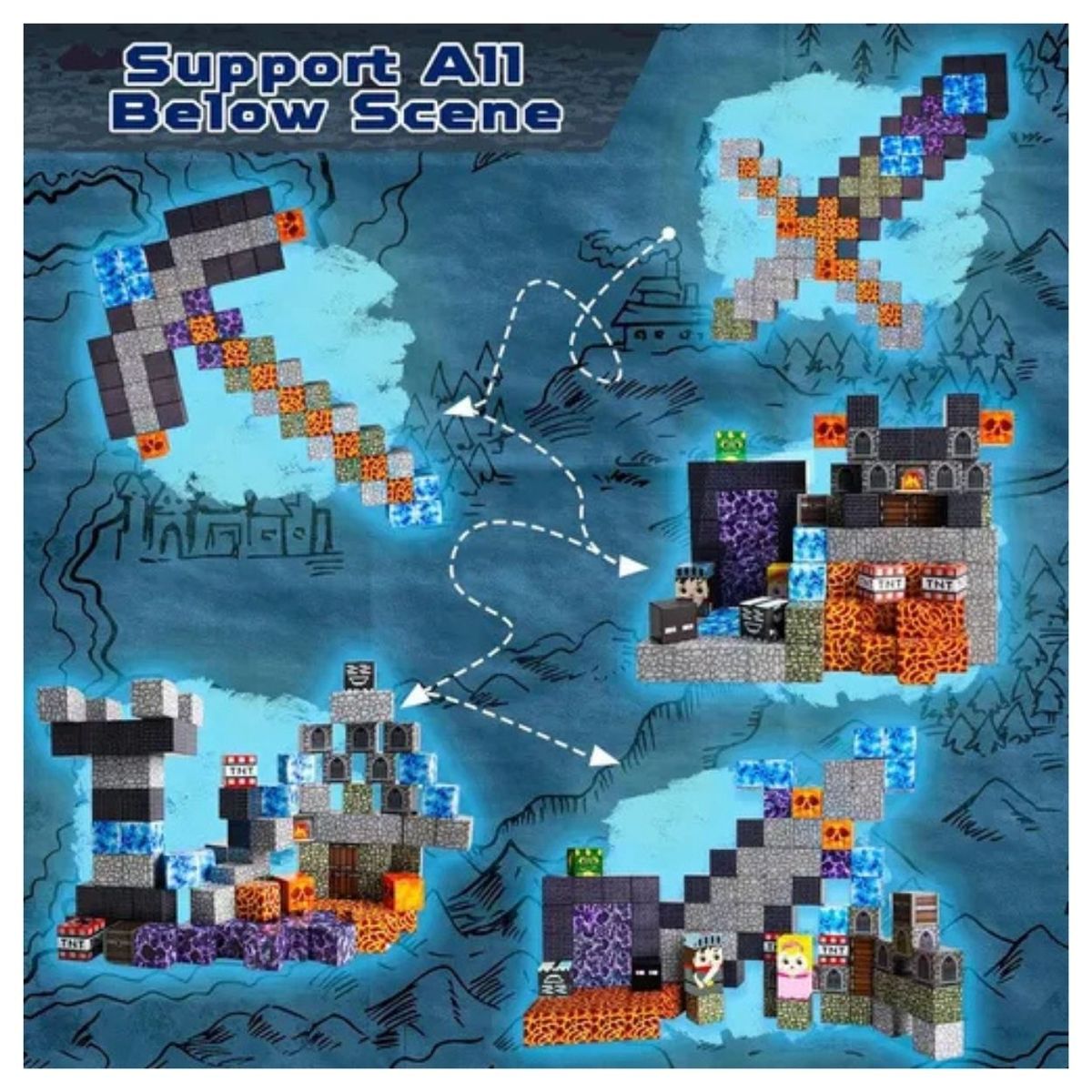 GENERICO - Bloques Magnéticos Minecraft Dragones en el Castillo 100pcs