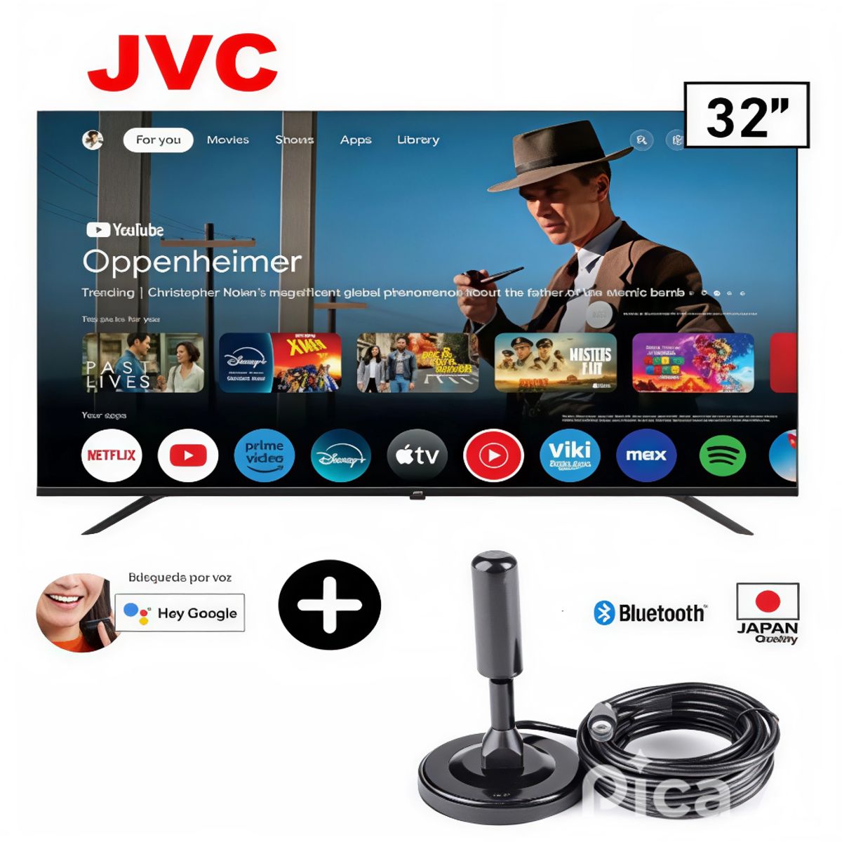 JVC - Televisor JVC Led 32 Smart HD Google TV  + Antena digital