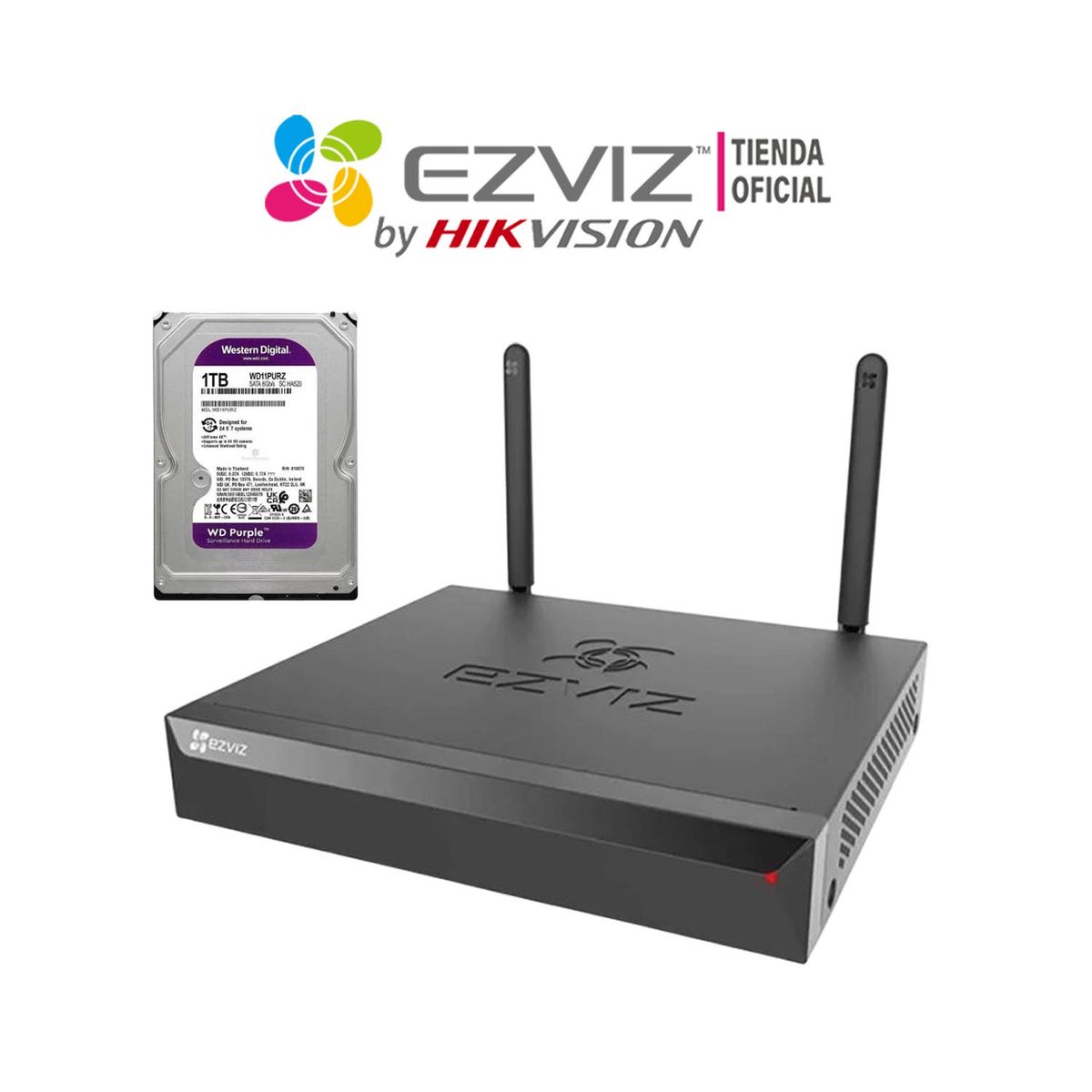 EZVIZ - Grabador NVR X5S Ezviz 4 Cámaras Wifi 3K Salida HDMI VGA Disco 1TB