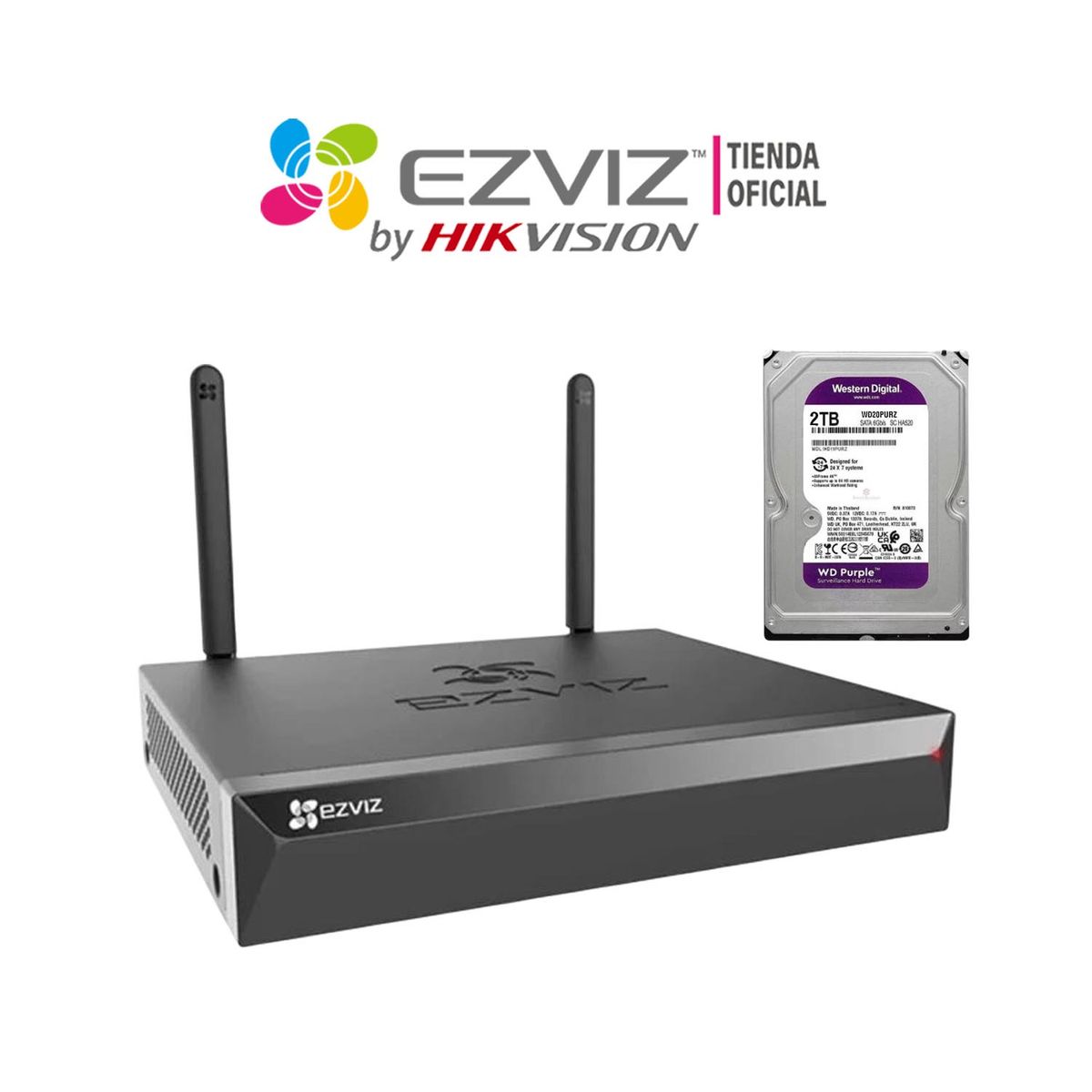 EZVIZ - Grabador NVR X5S Ezviz 8 Cámaras Wifi 3K Salida HDMI VGA Disco 2TB