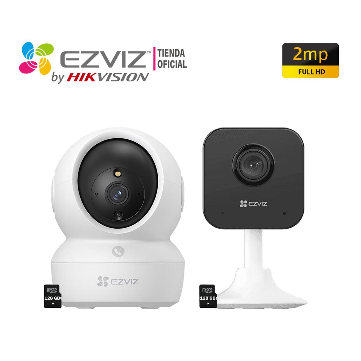 EZVIZ - Kit Cámaras Ezviz H6C + H1C 2MP Sonido 2vía Detección Movimiento 128GB