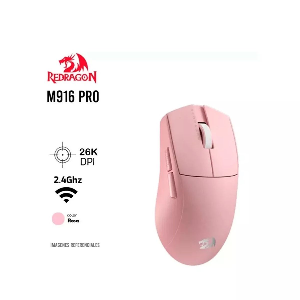 REDRAGON - Mouse Redragon  Rosado M916 K1NG PRO 1K Hz Inalambrico
