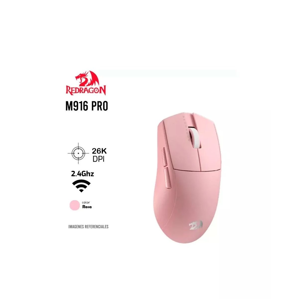 REDRAGON - Mouse Redragon  Rosado M916 K1NG PRO 1K Hz Inalambrico