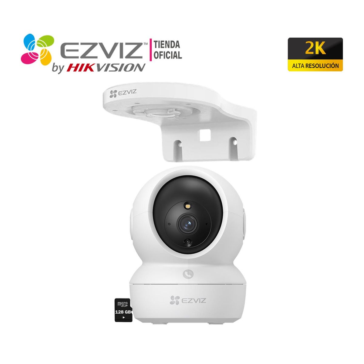 EZVIZ - Cámara IP Ezviz H6C PRO 2K 360 Botón Videollamada + Soport Pared 128GB