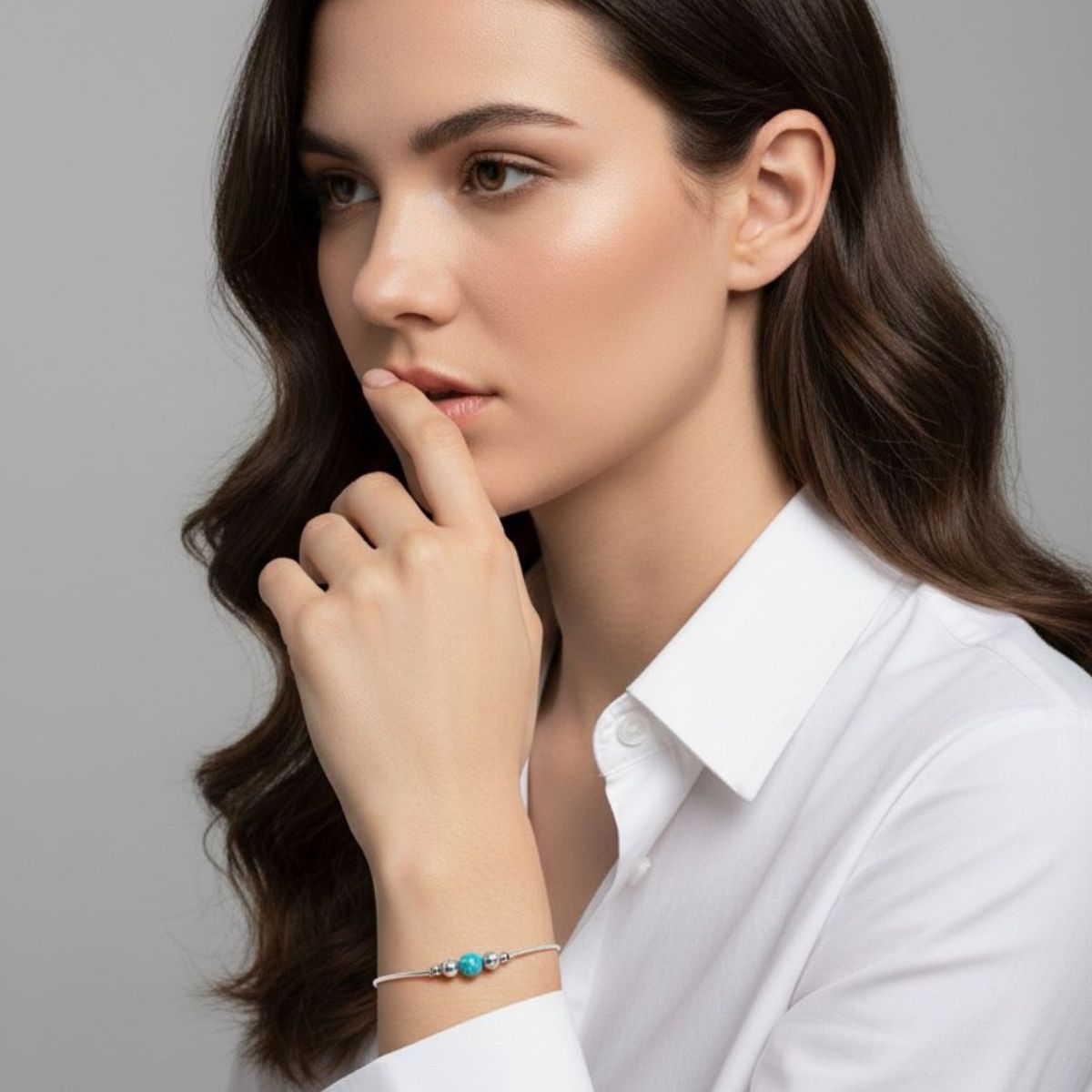 GENERICO - PULSERA  Y PUNTO DE TURQUESA EN PLATA