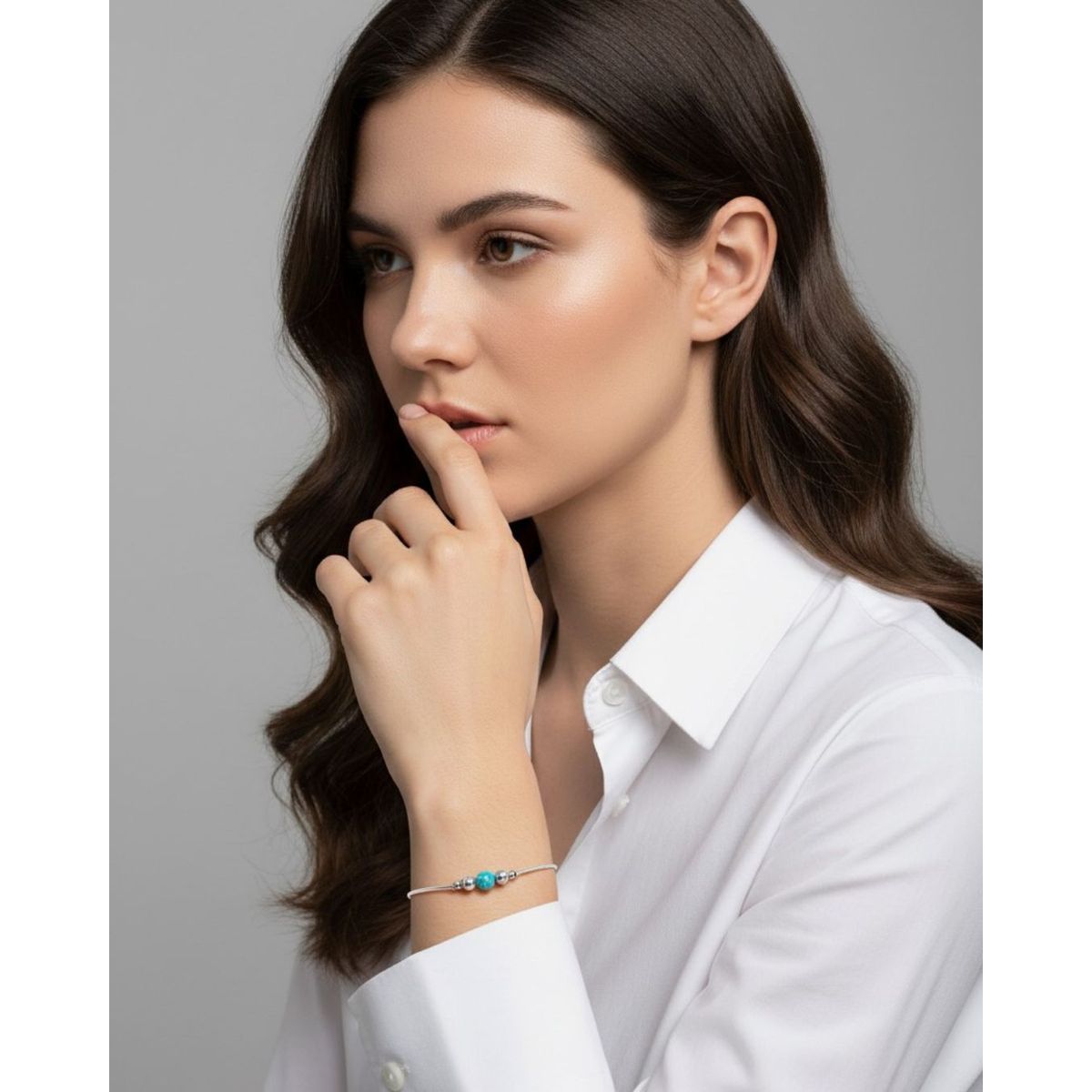 GENERICO - PULSERA  Y PUNTO DE TURQUESA EN PLATA