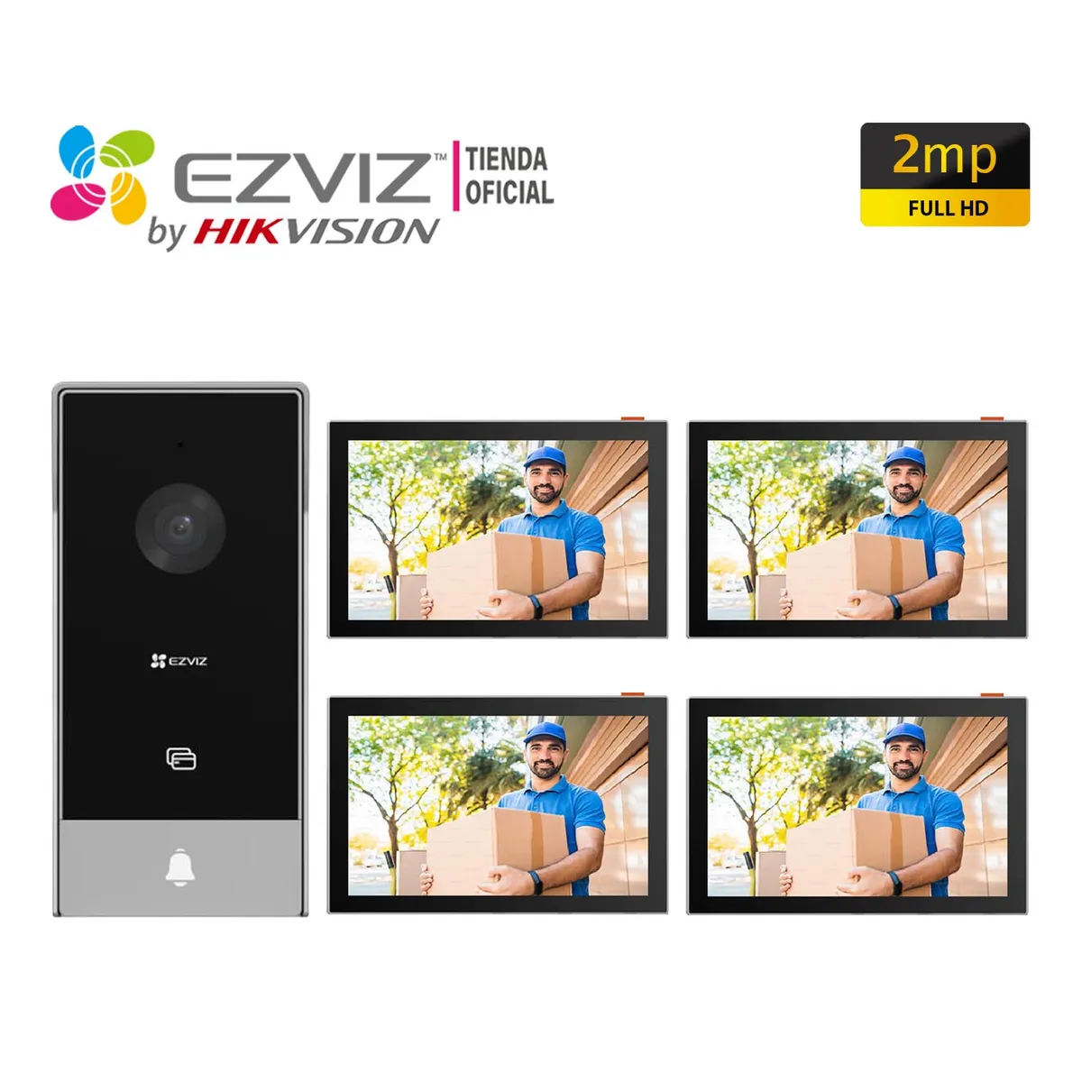 EZVIZ - Videoportero Wifi HP5 Full HD Ezviz 3 Modos Desbloqueo + Ezviz 3Monitores
