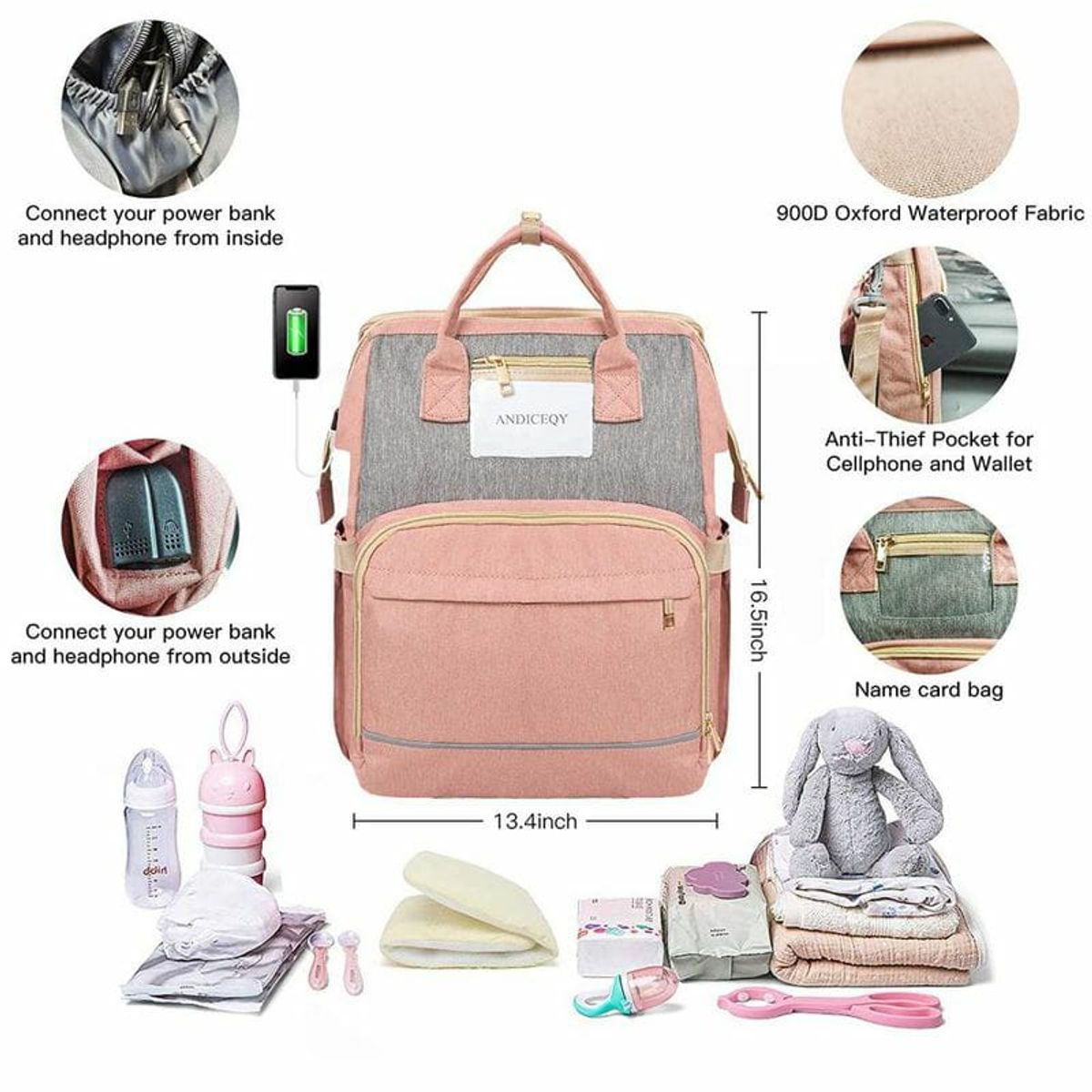 GENERICO - mochila pañalera cuna 3 en1 premium