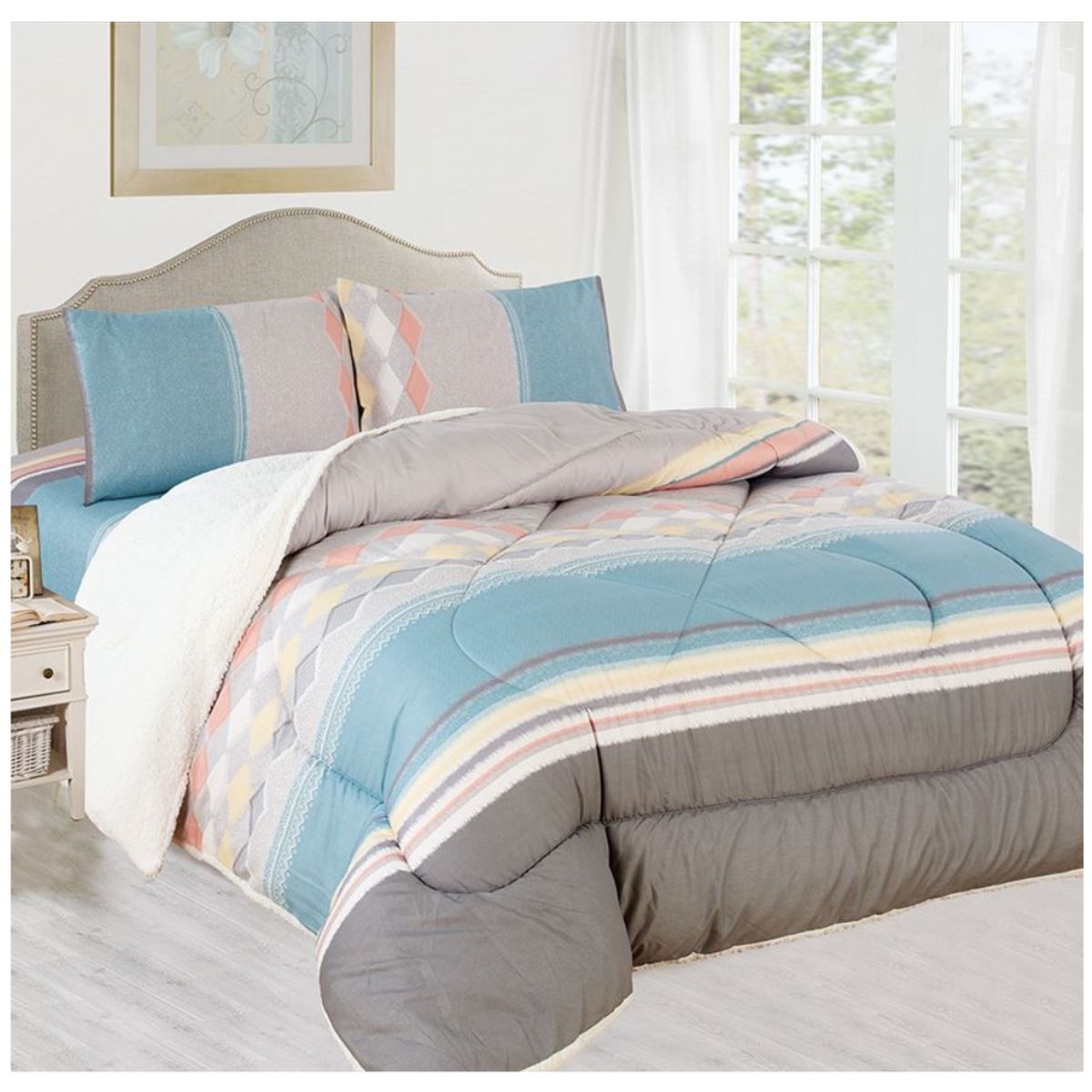 CASATEX - EDREDÓN CASATEX TELA CON SHERPA  100% ALGODÓN EN KING