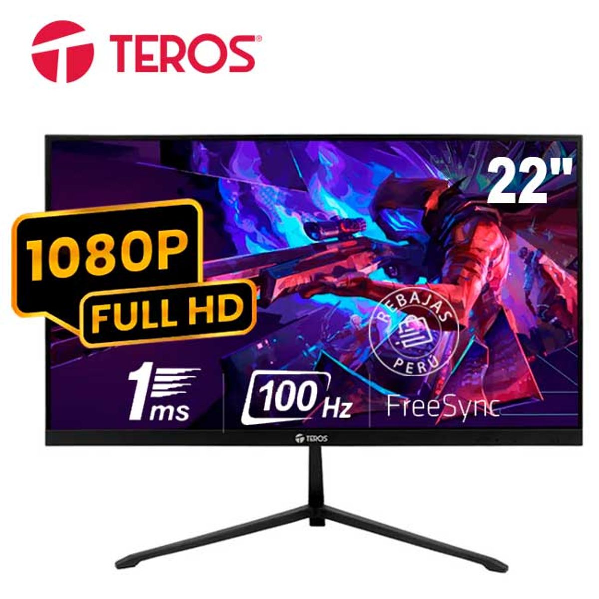 TEROS - Monitor TEROS TE-2128S 22” FHD IPS 100Hz 1ms HDMI VGA Negro