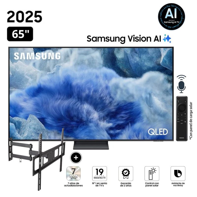 SAMSUNG - Televisor Samsung QLED 65 Visión AI Smart TV QN65Q8F + Rack Giratorio