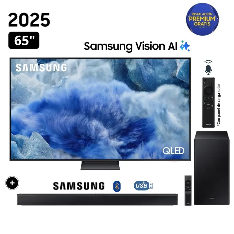SAMSUNG - Televisor Samsung QLED 65 Visión AI Smart TV QN65Q8F + Soundbar HW B450F