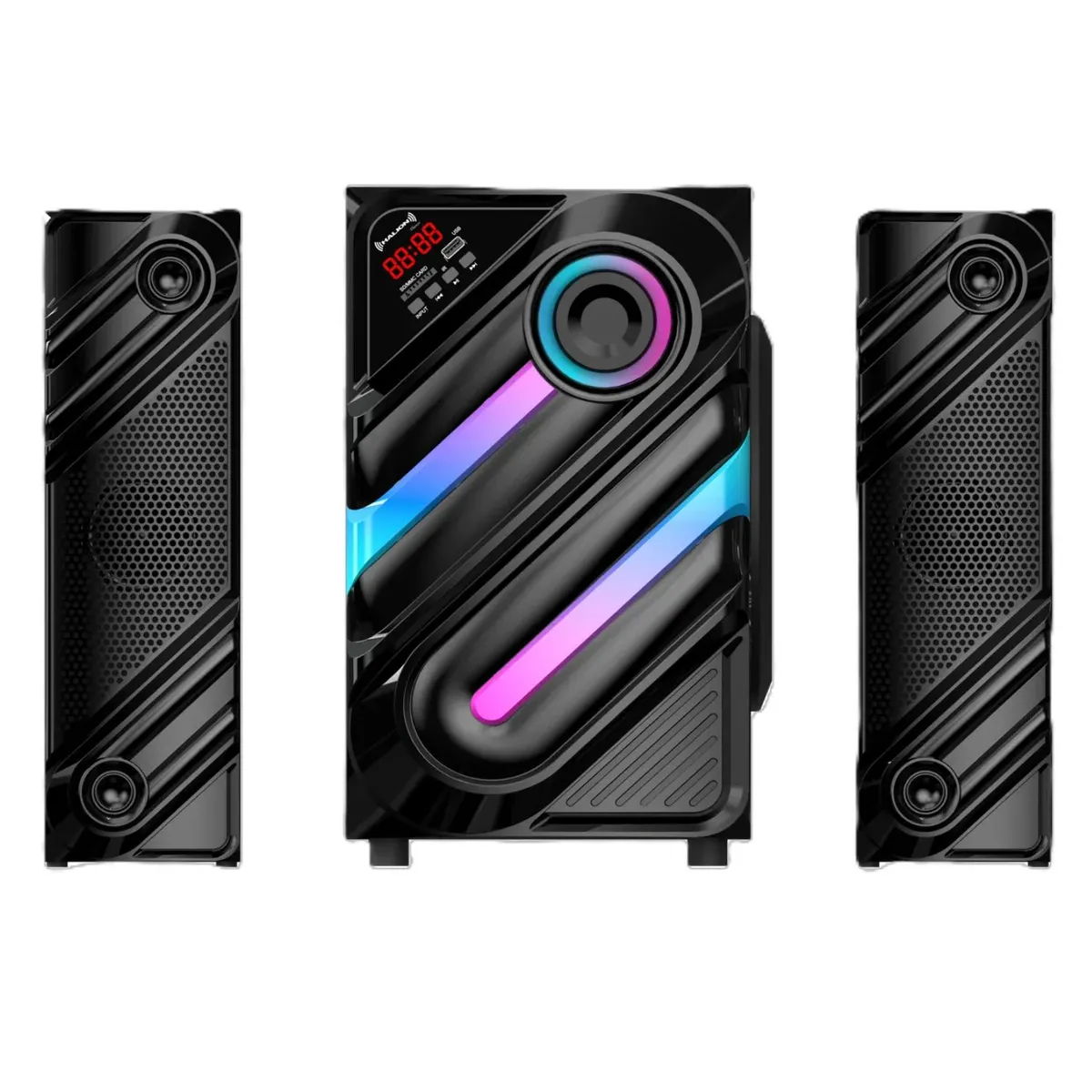 HALION - Parlante Halion HA-F77 Thanos 2.1 Bluetooth con Subwoofer 8" Luces LED