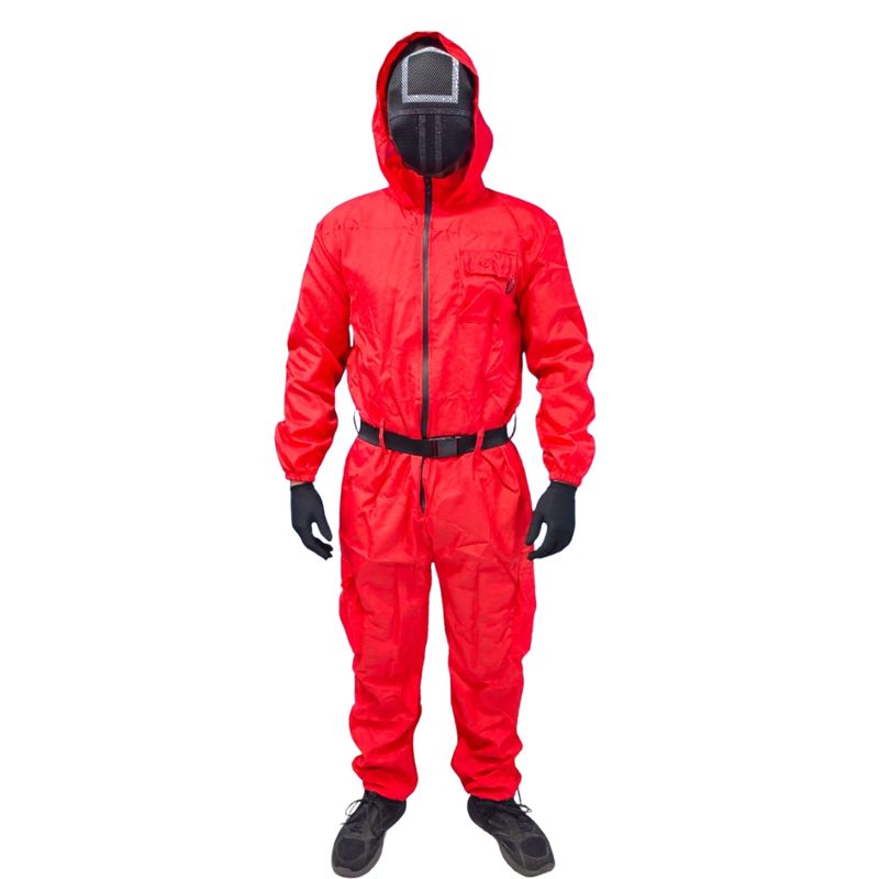 GENERICO - Disfraz Juego Calamar Guardia Rojo Adultos Talla S 160-170cm