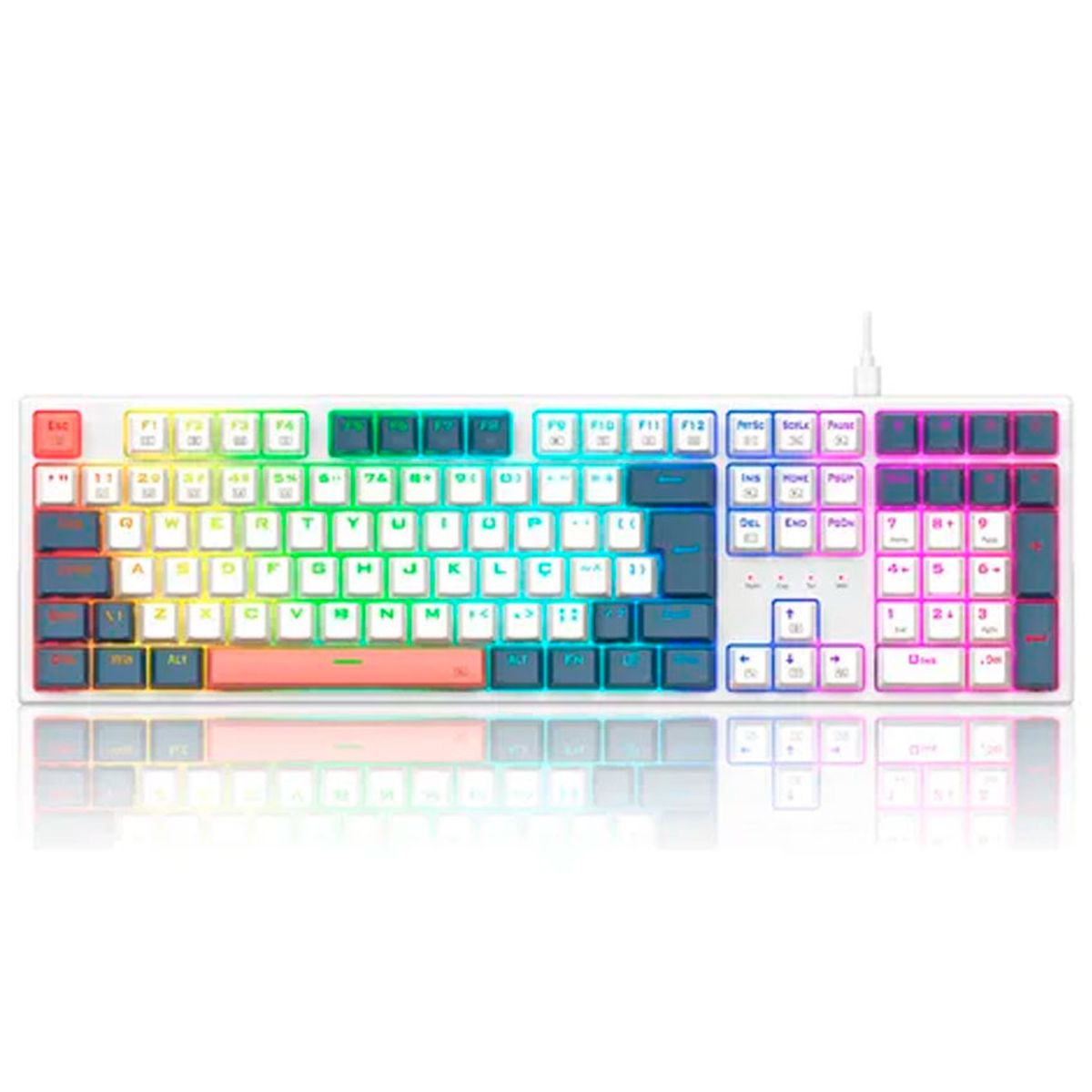 REDRAGON - Teclado Mecánico Redragon TRUNDLE K668WBO-RGB USB-C RGB Hot-Swap