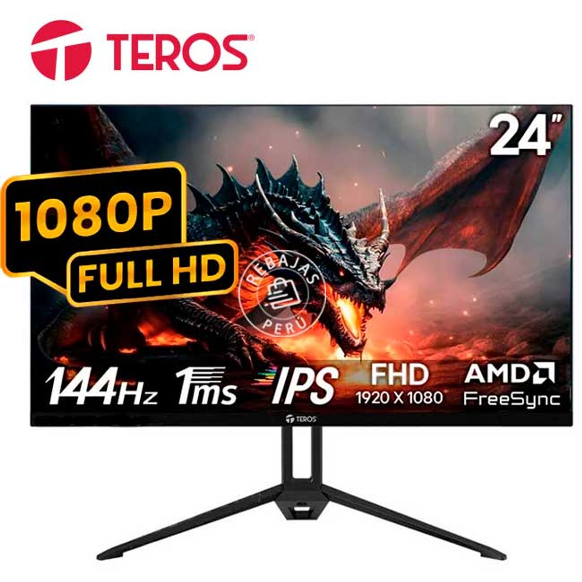 TEROS - Monitor TEROS TE-2417S 24 FHD IPS 144Hz 1ms HDMI DP Audio Negro