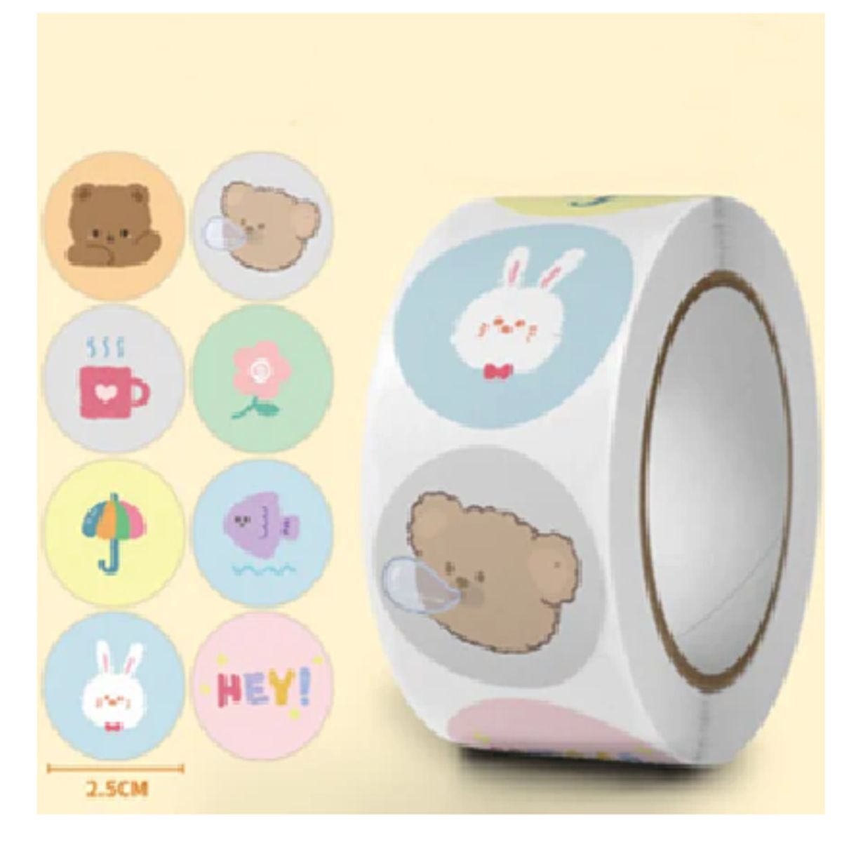 GENERICO - 100 stickers en rollo dibujos 9