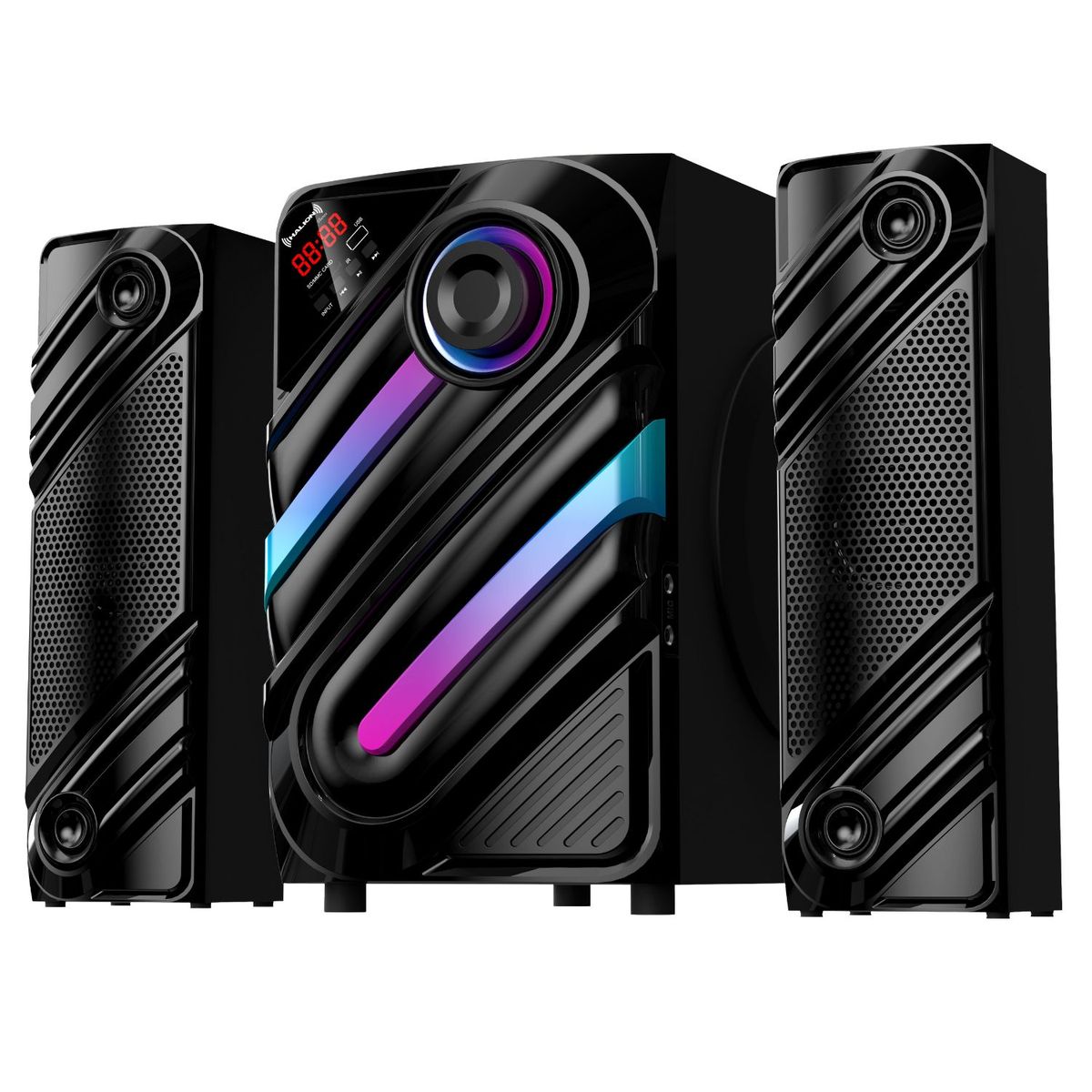 HALION - Parlante Halion HA-F77 Thanos con Subwoofer 8 Luces LED USB SD BT FM