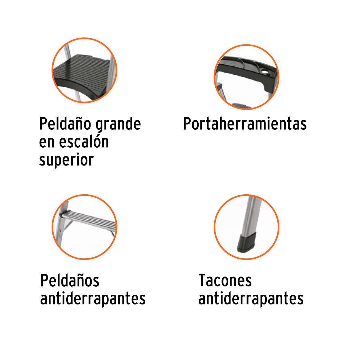 TRUPER - Escalera Tubular Plegable 3 Peldaños Soporta 150 kg TRUPER