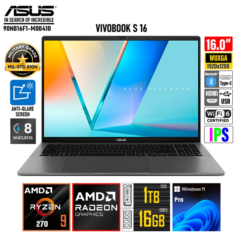ASUS - Laptop ASUS M3607HA-RP066 Ryzen 9-270 RAM 16GB SSD 1TB 16 WUXGA IPS