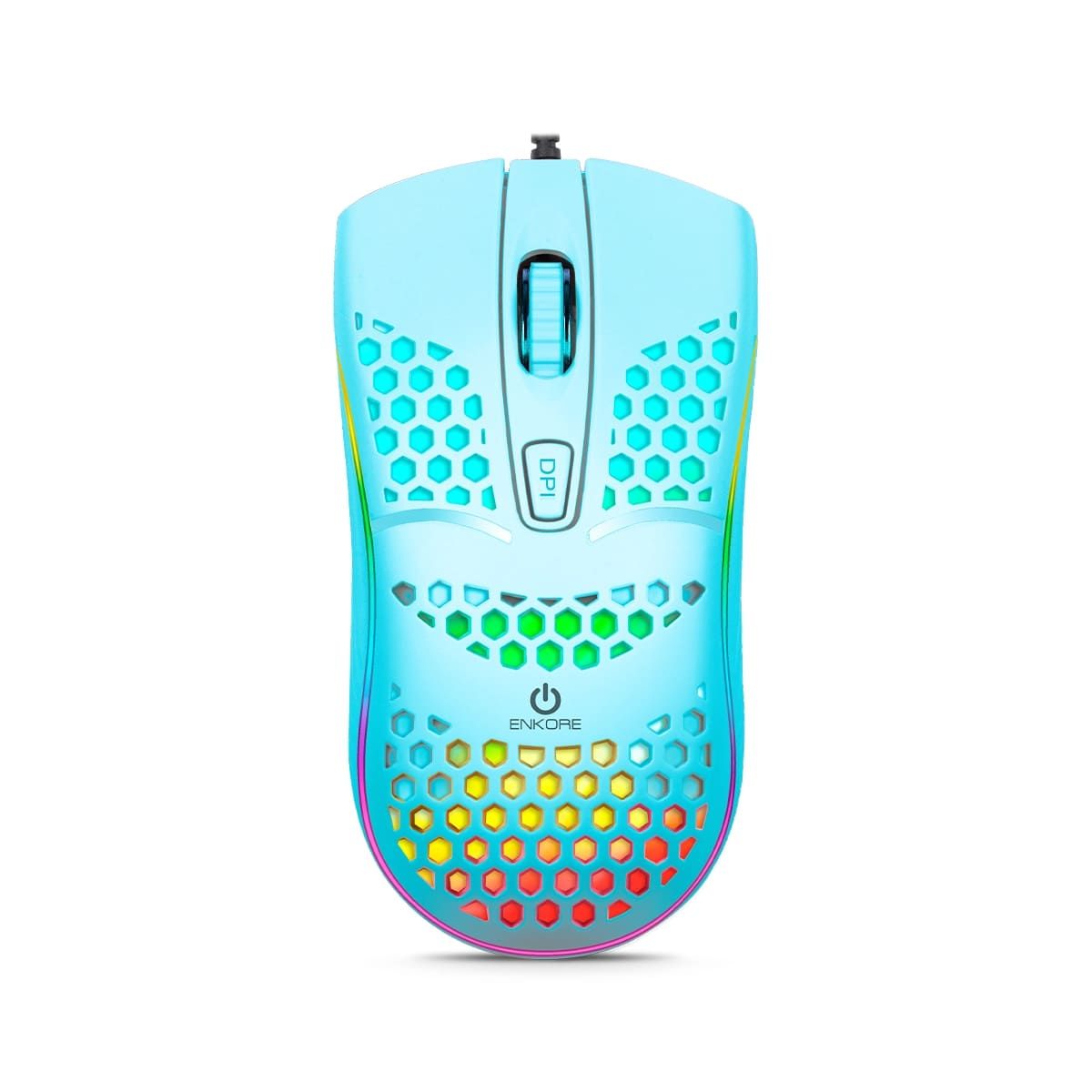 ENKORE - Mouse Gamer LED Alámbrico 1600DPI Celeste Enkore GeoxIngravide EKM121B