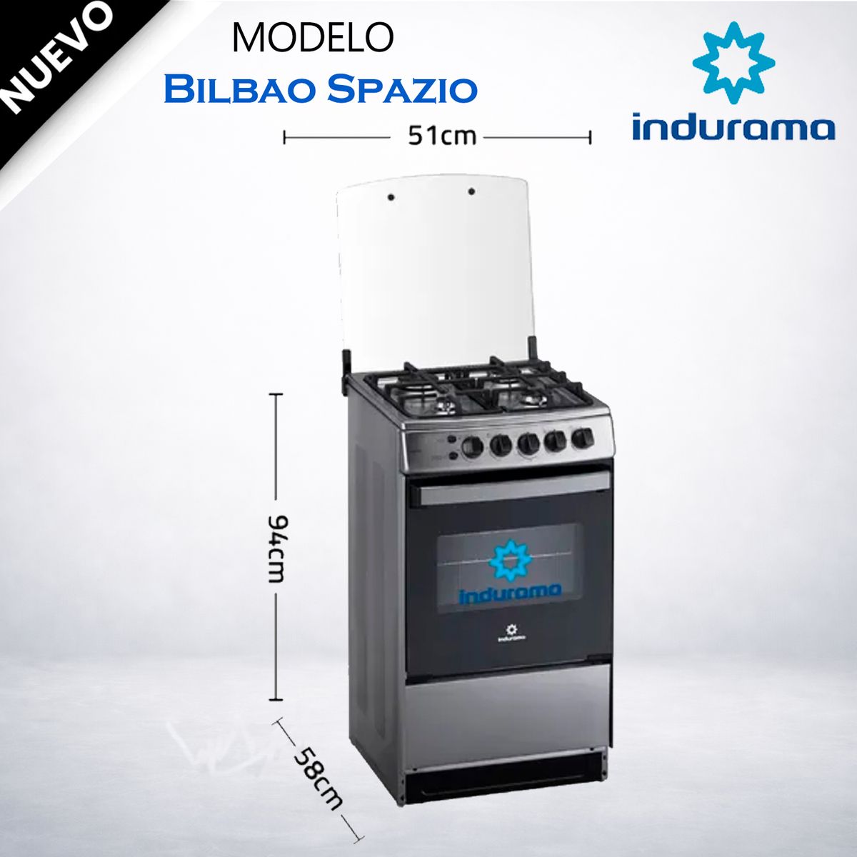 INDURAMA - COCINA A GAS 4 HORNILLAS INDURAMA BILBAO SPAZIO Plus Croma