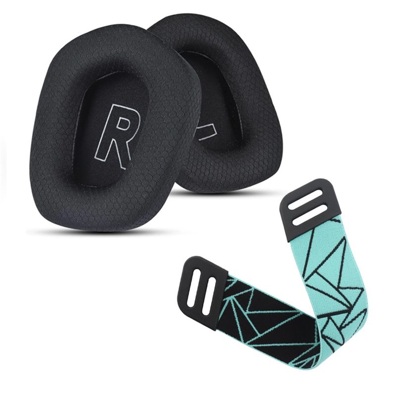 GENERICO - Almohadillas Negro + Diadema Verde  Logitech G733 G335 G535