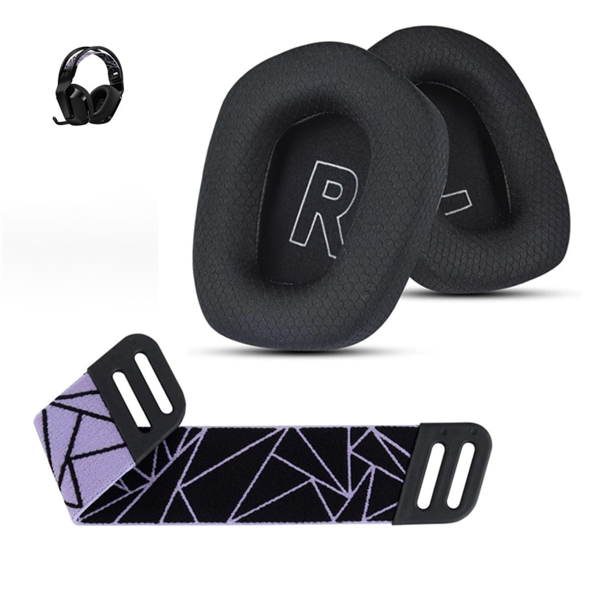 GENERICO - Almohadillas Negro + Diadema Negro-Morado Logitech G733 G335 G535