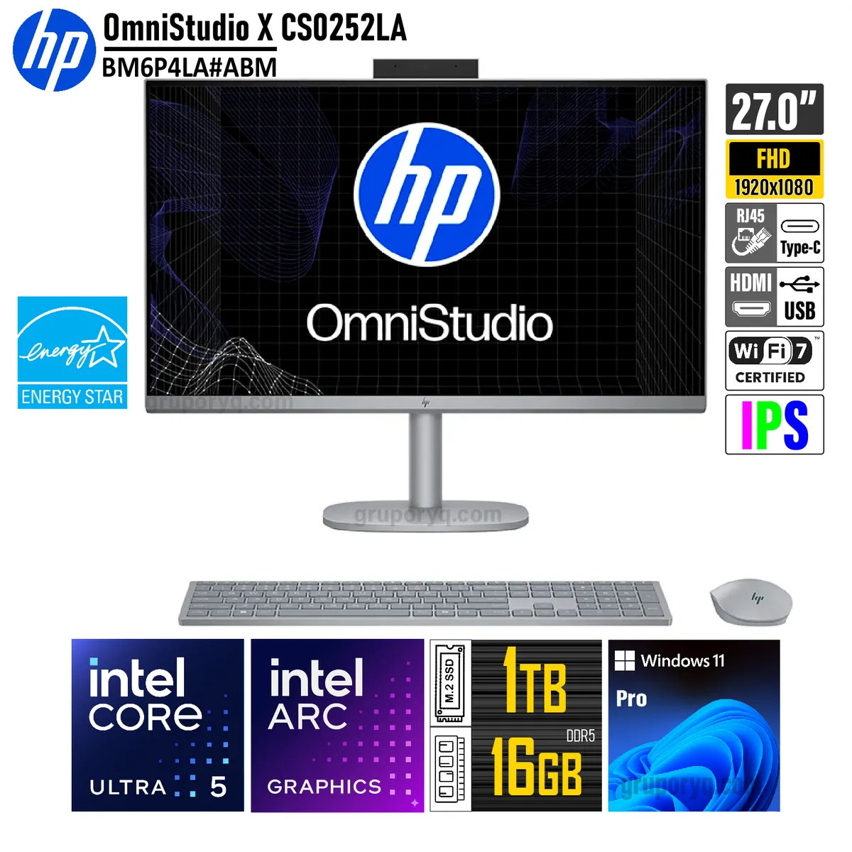 HP - All In One HP OmniStudio X CS0252LA Intel Core Ultra 5-125H RAM 16GB SSD 1TB 27 FHD IPS