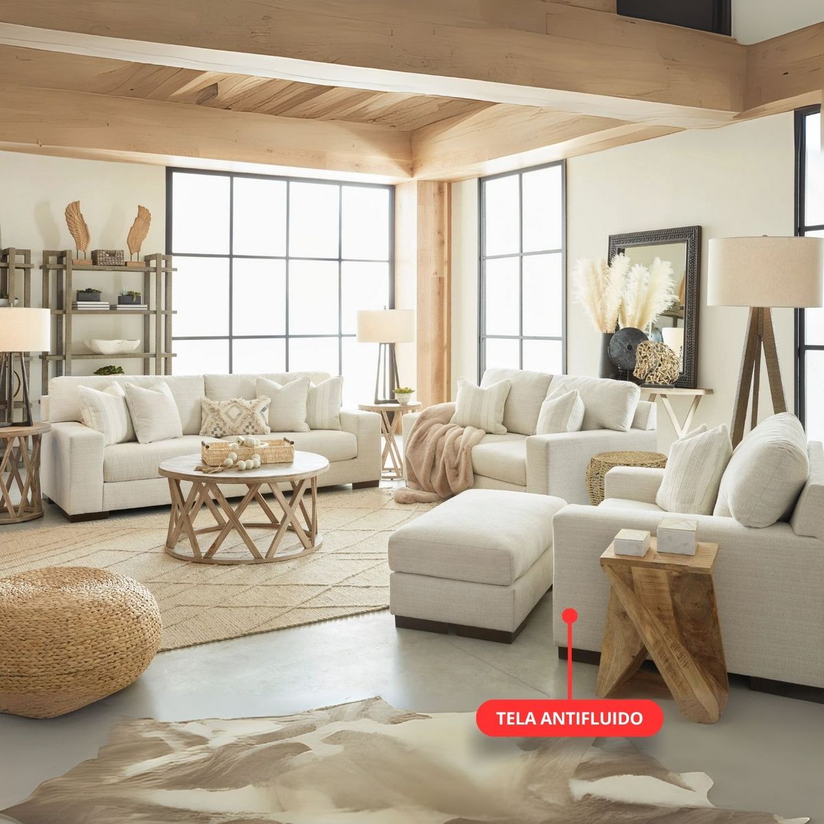 GENERICO - Juego de Sala Isabella 3-2-1 con banqueta en tela antifluido