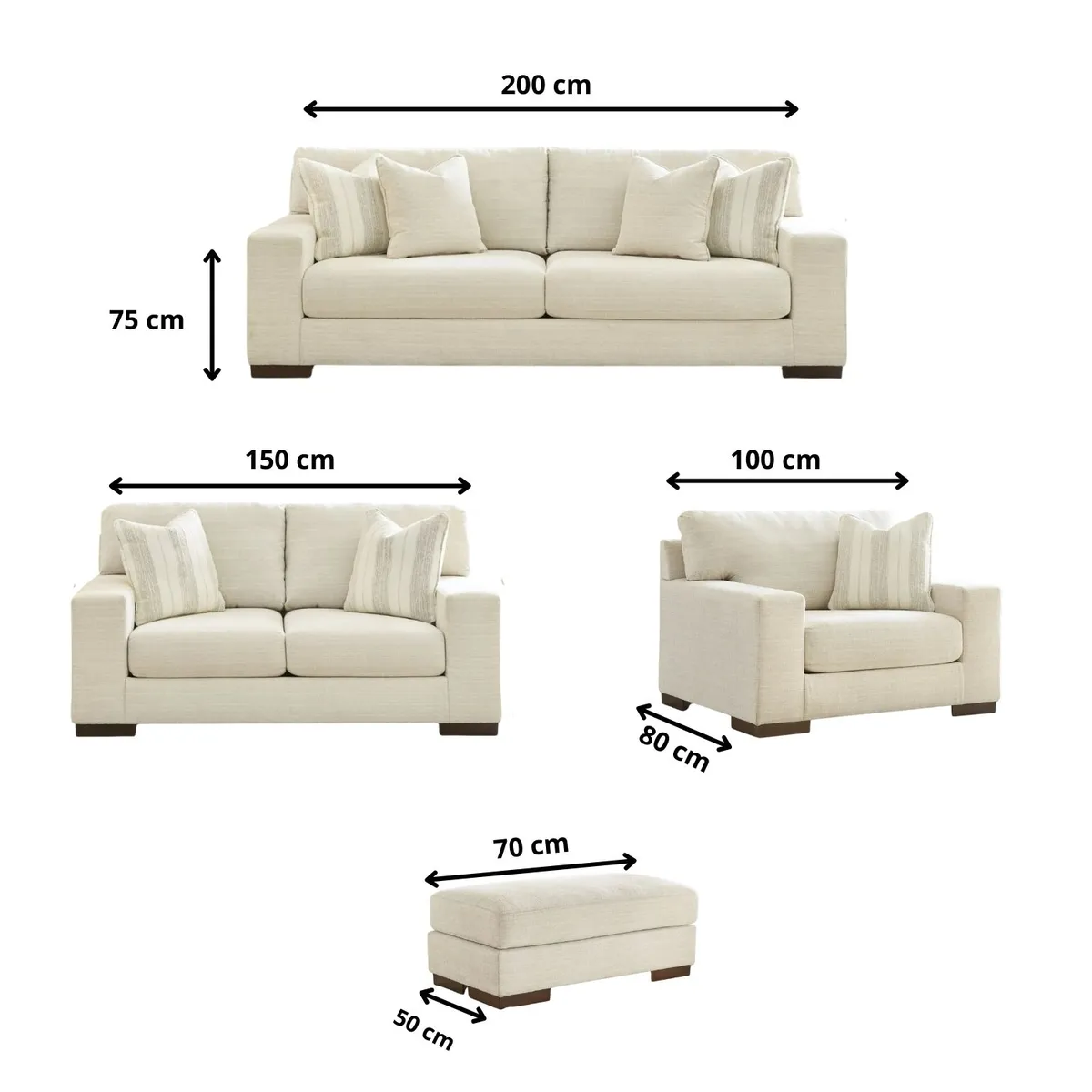 GENERICO - Juego de Sala Isabella 3-2-1 con banqueta en tela antifluido