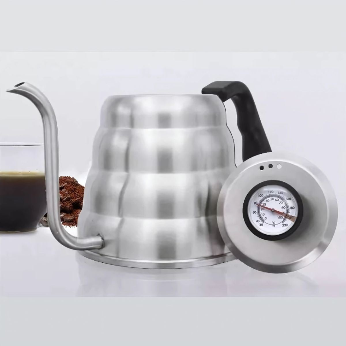 GENERICO - Tetera cuello cisne con termómetro 1.2 Lt Wallace