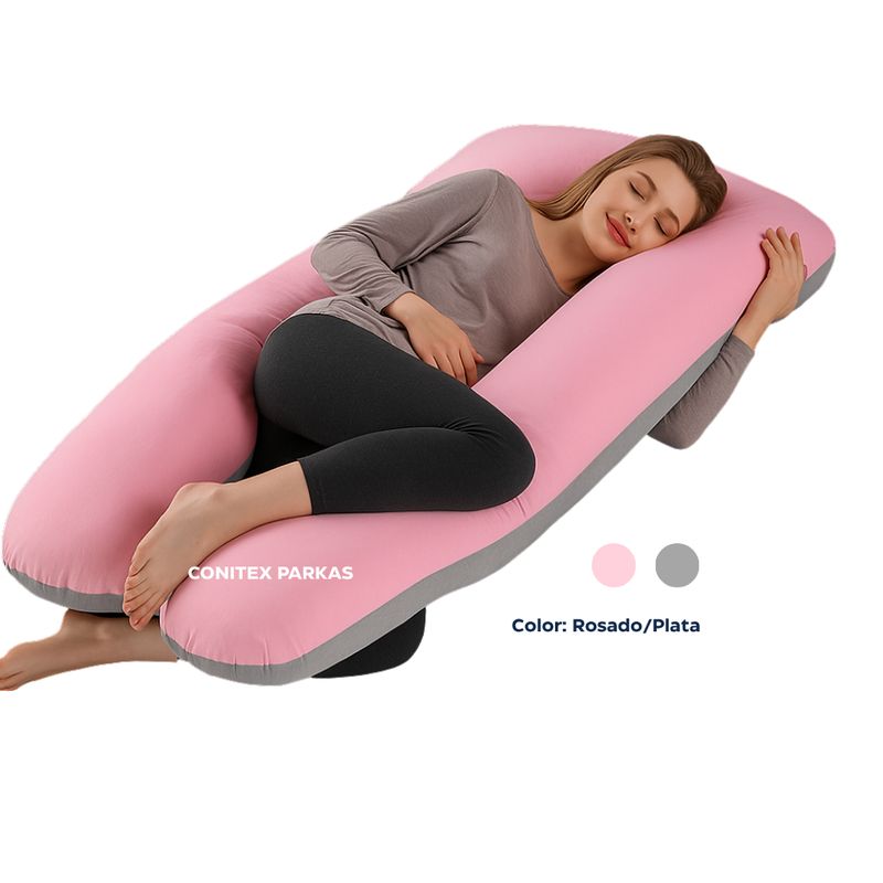 GENERICO - Almohada Materna Multifuncional l Color Plata y Rosado