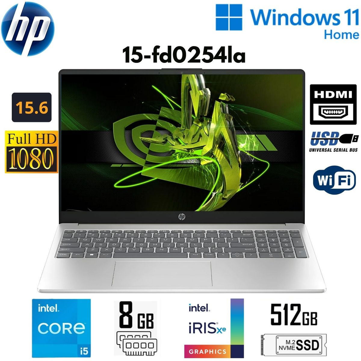 HP - Laptop HP 15-fd0254la Intel Core i5-1334U 8GB RAM 512GB SSD